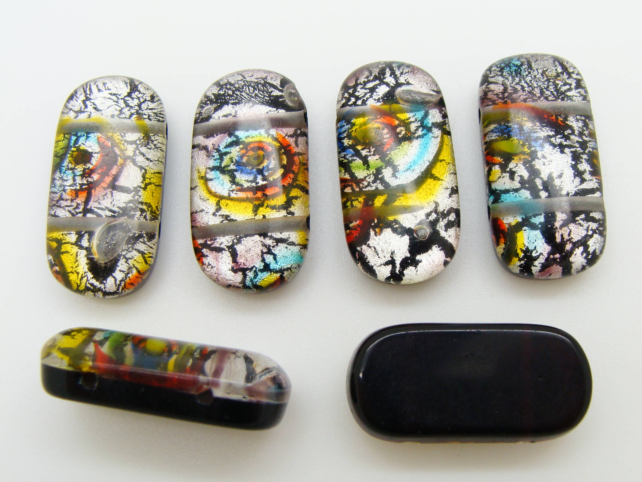 perle rectangle noir multicolore FA-24x12