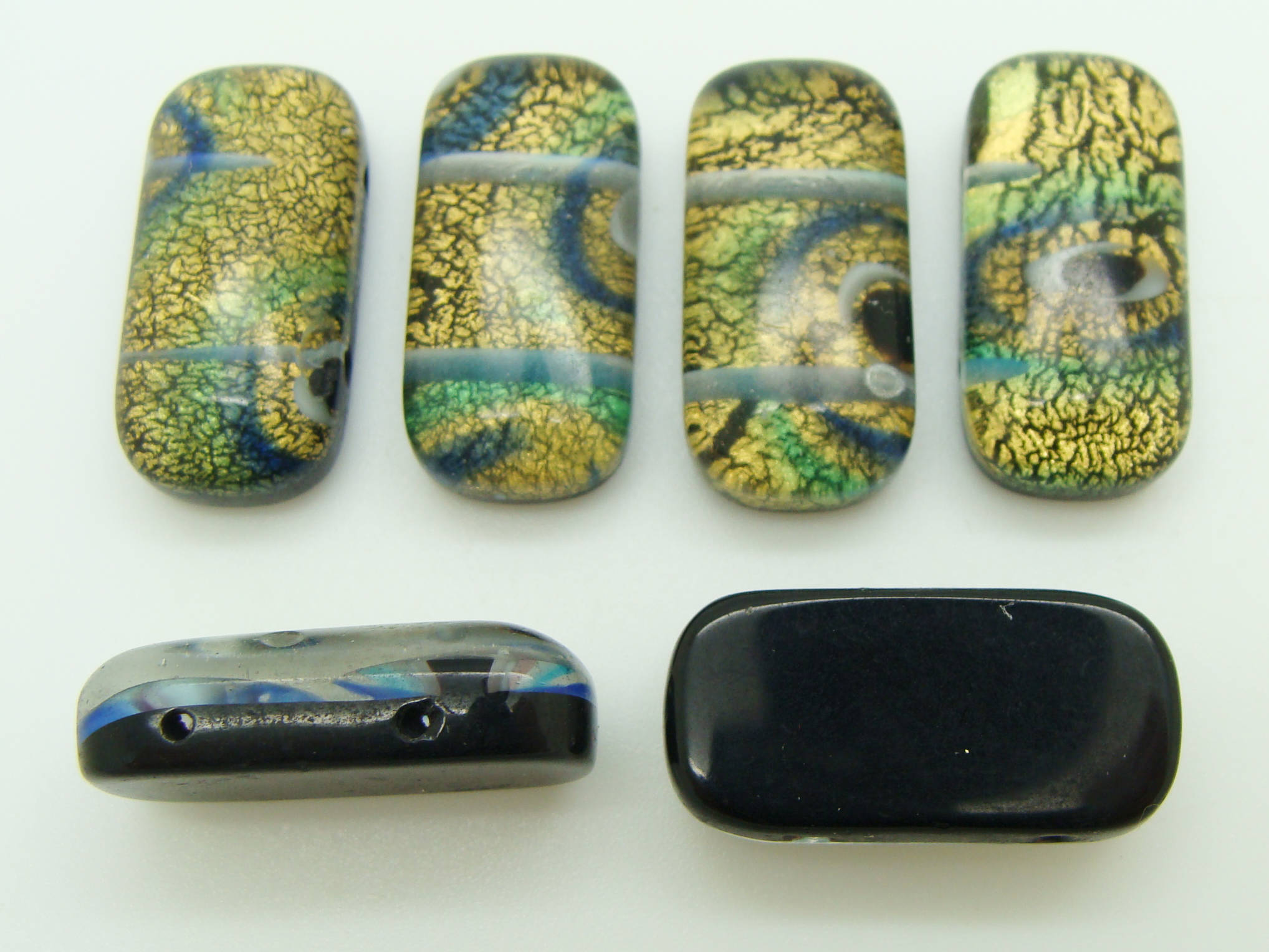 perle rectangle noir vert FA-24x12
