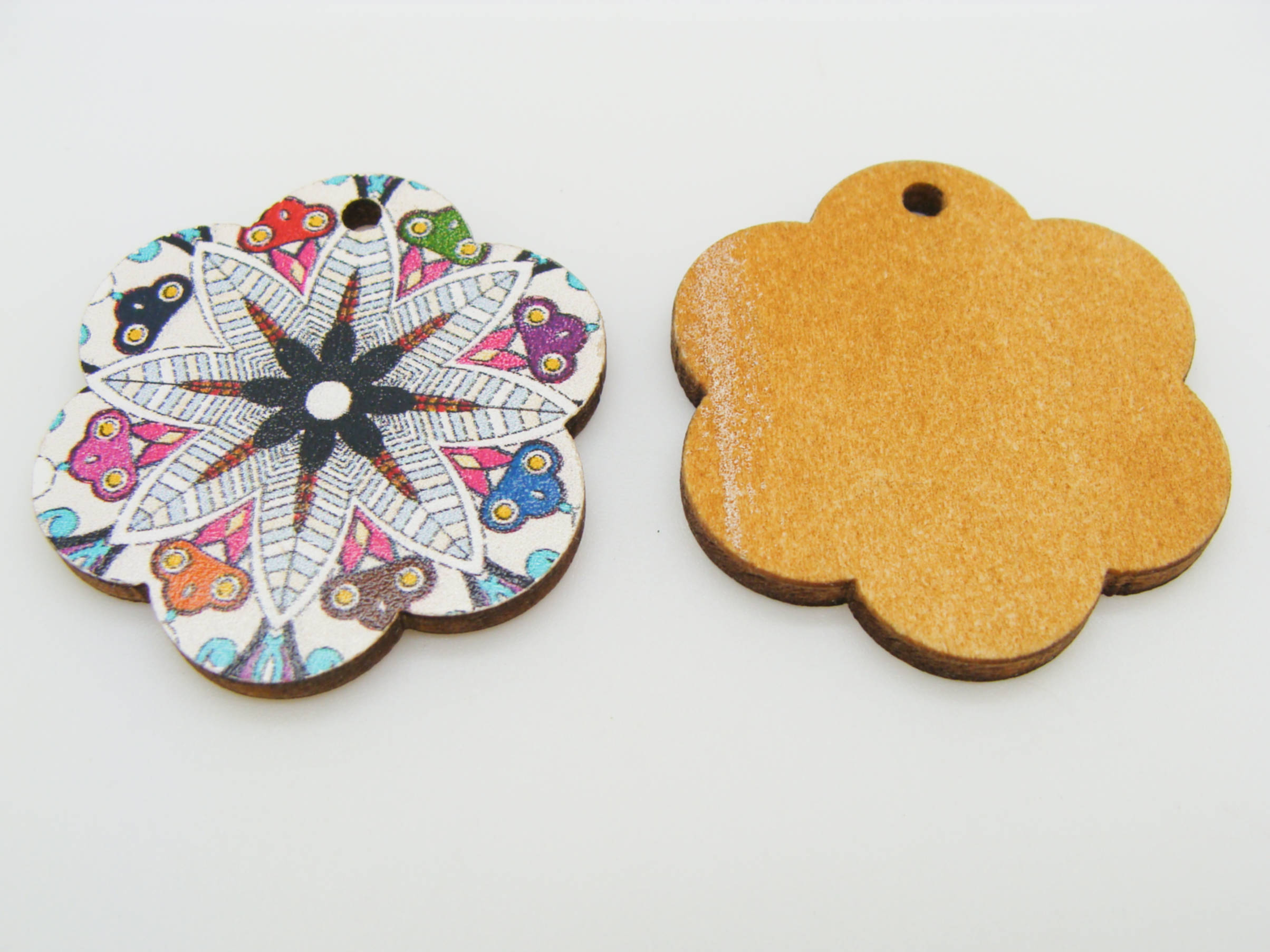 PB73 pendentif bois fleur