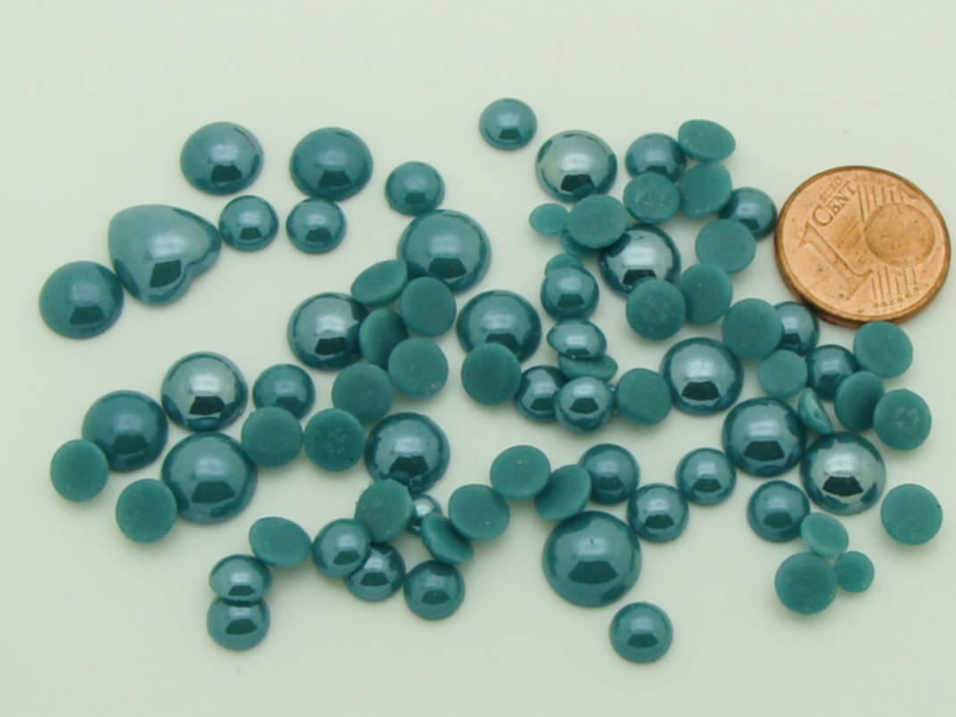 cabochon verre nacre bleu vert 10g