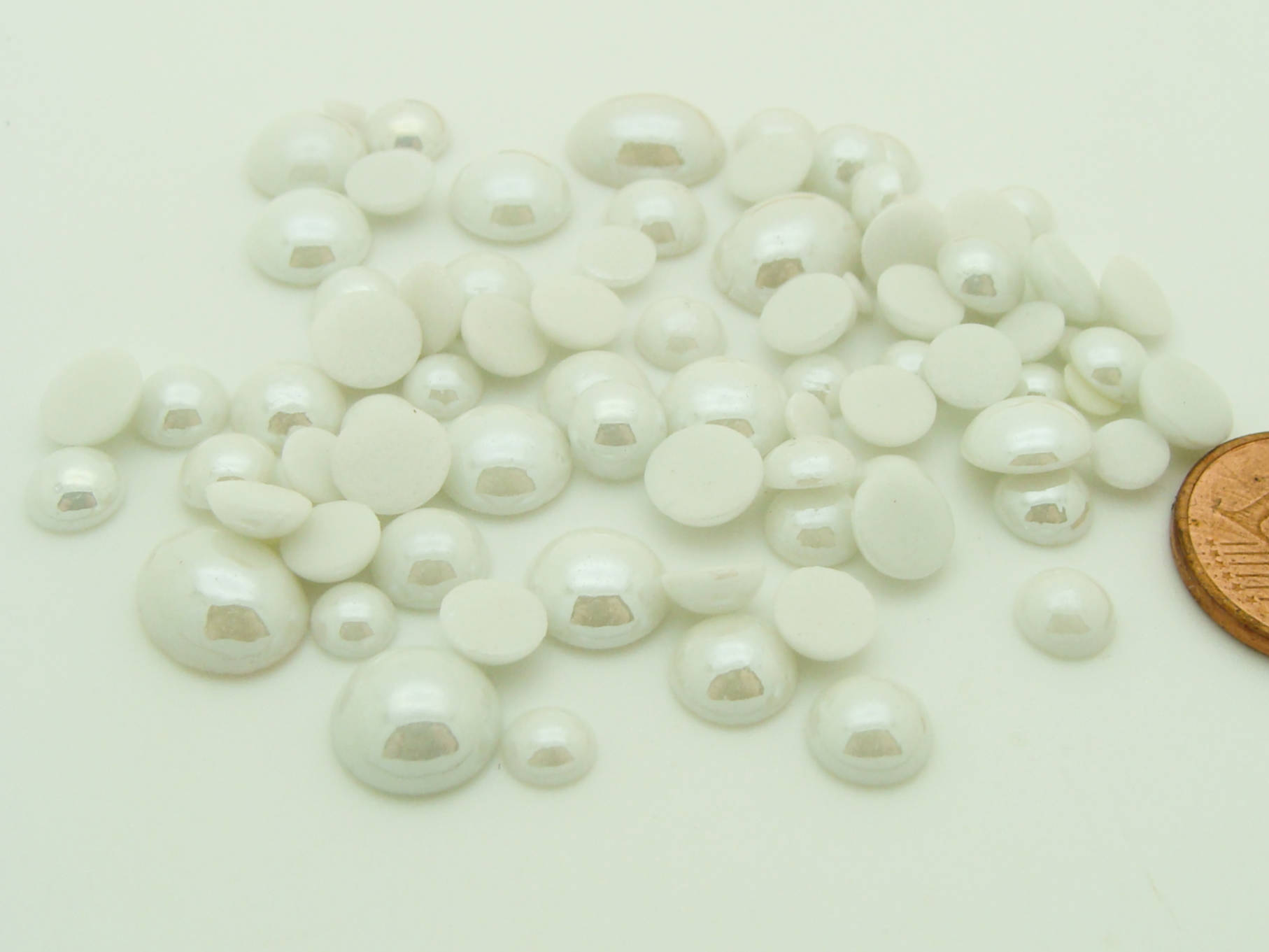 cabochon verre nacre blanc petit mix tailles