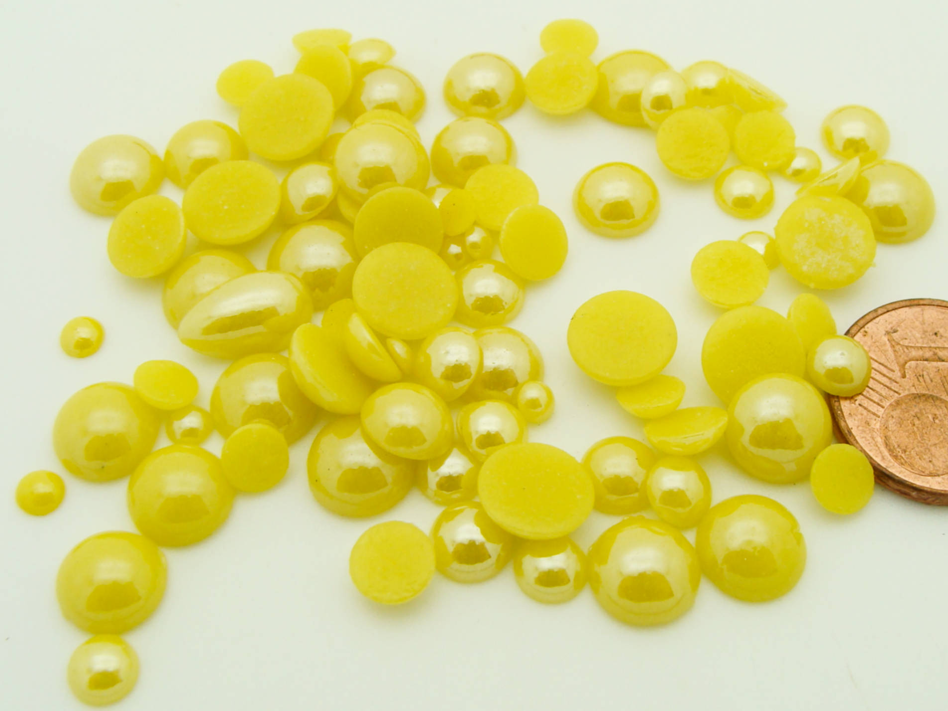cabochon verre nacre jaune mix tailles