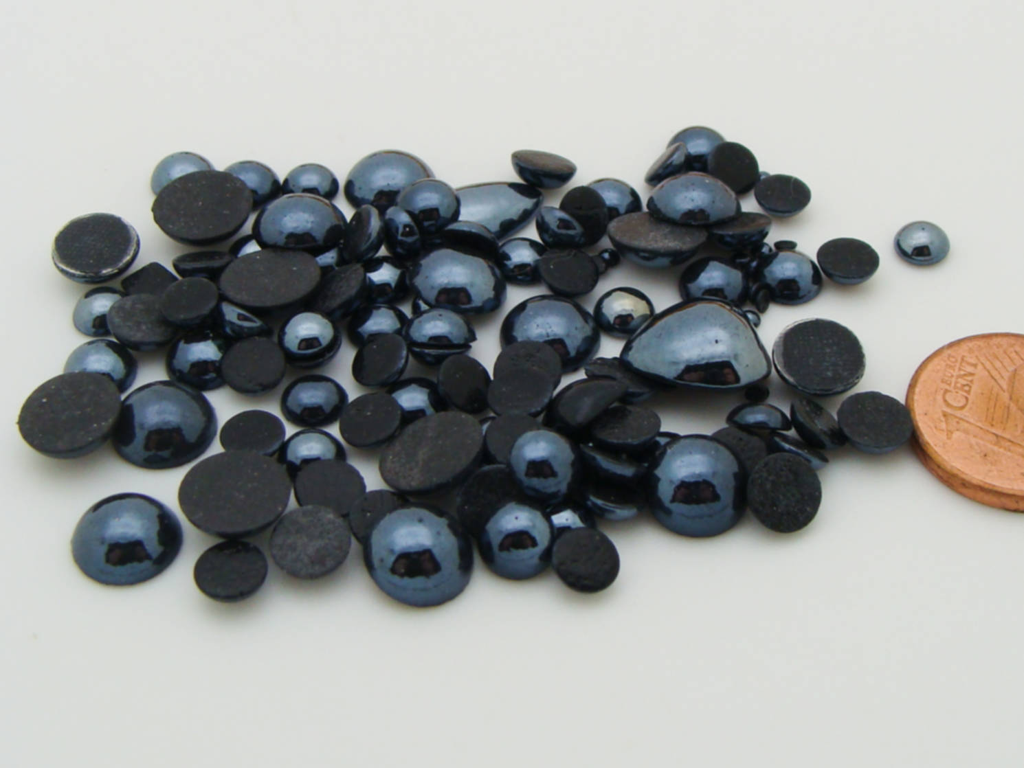 cabochon verre nacre noir gris mix tailles