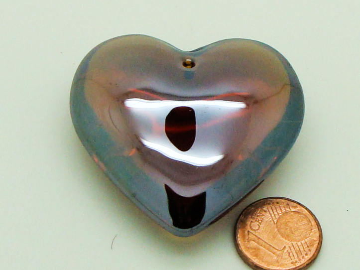 pendentif coeur marron lisse verre