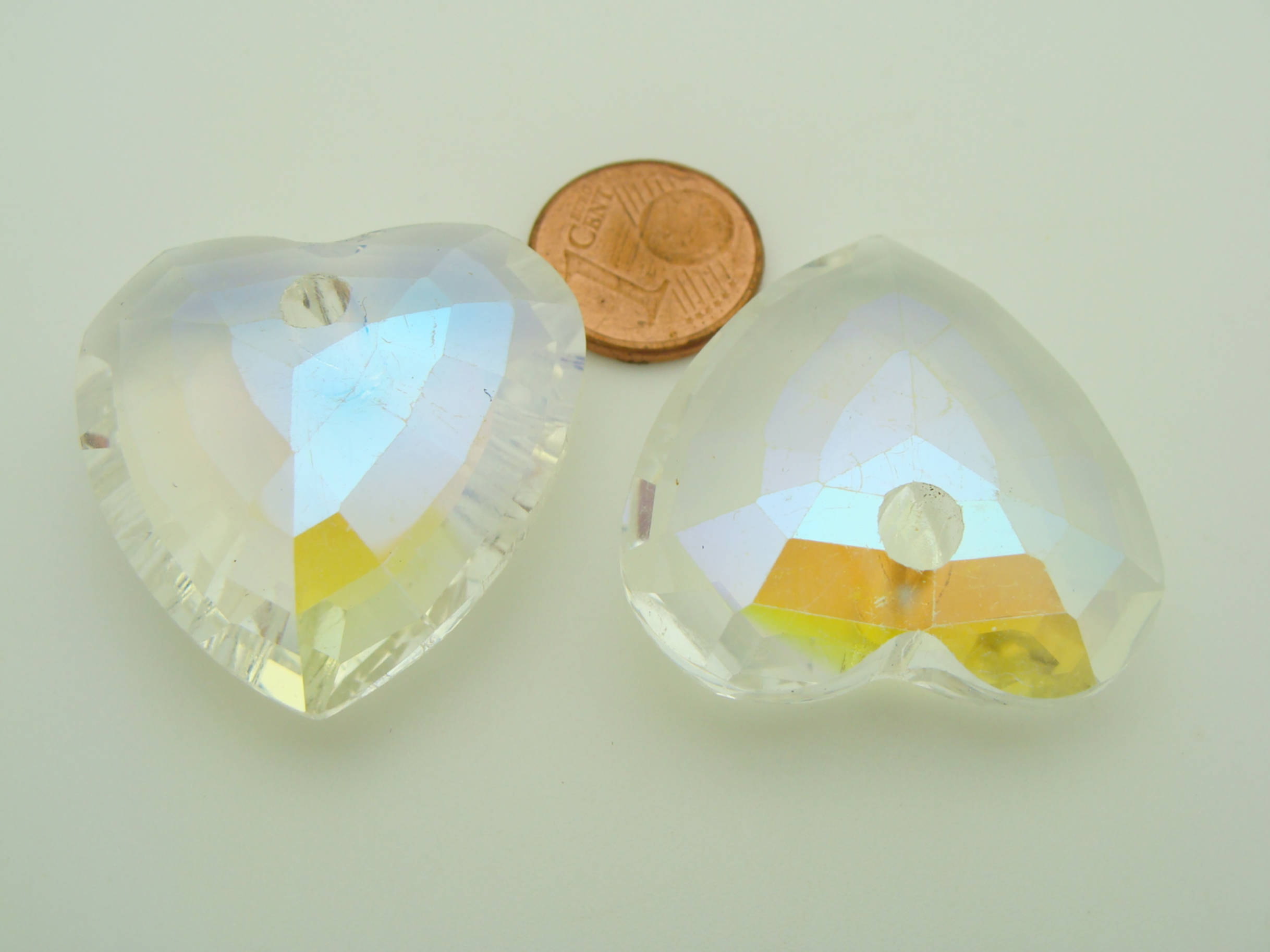 pendentif coeur facette transparent verre
