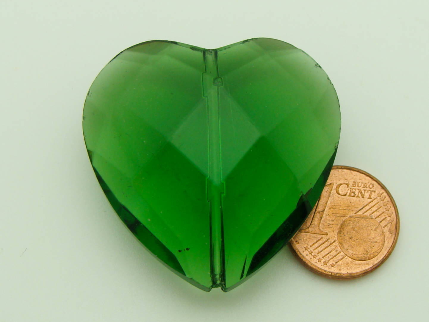 pendentif coeur facette vert verre