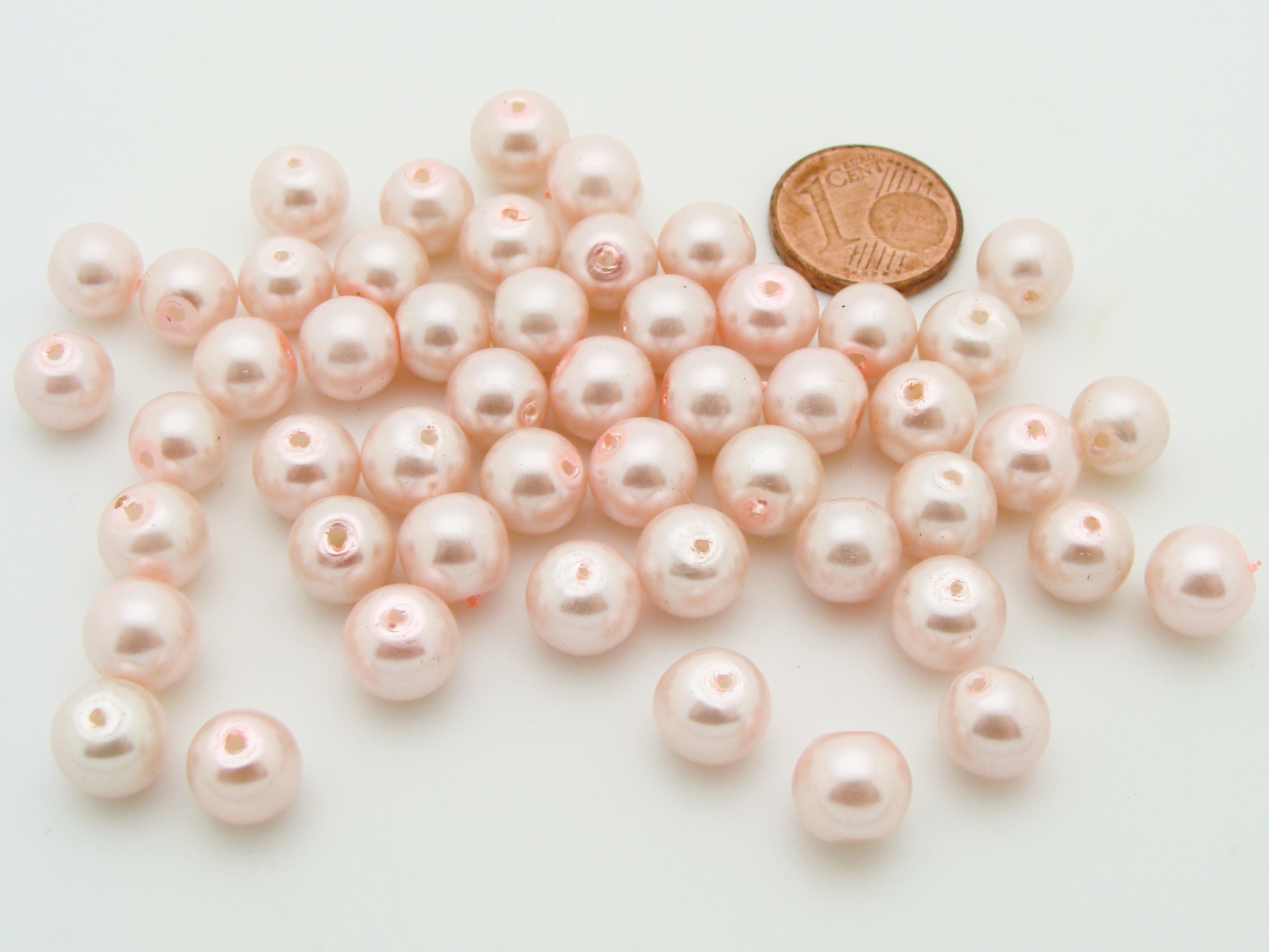 perle rose pastel 8mm verre PV-R8-nacre