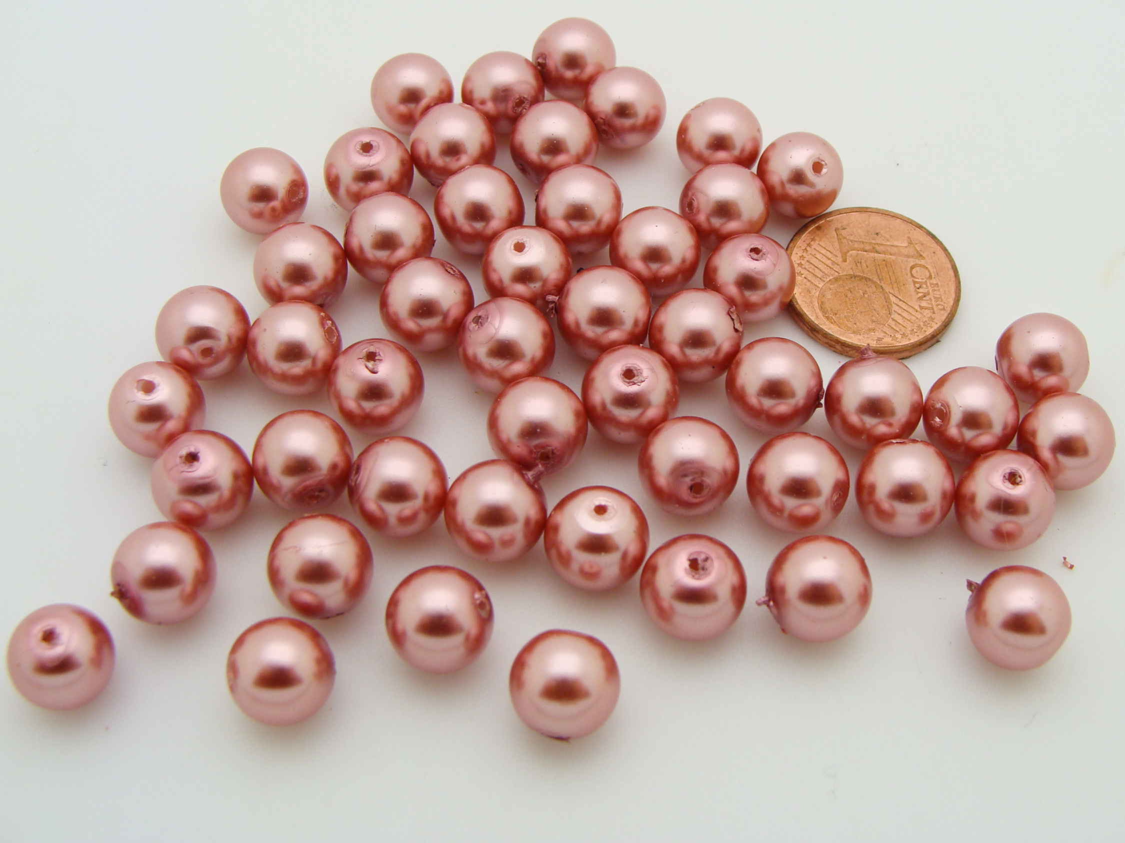 perle vieux rose 8mm verre PV-R8-nacre