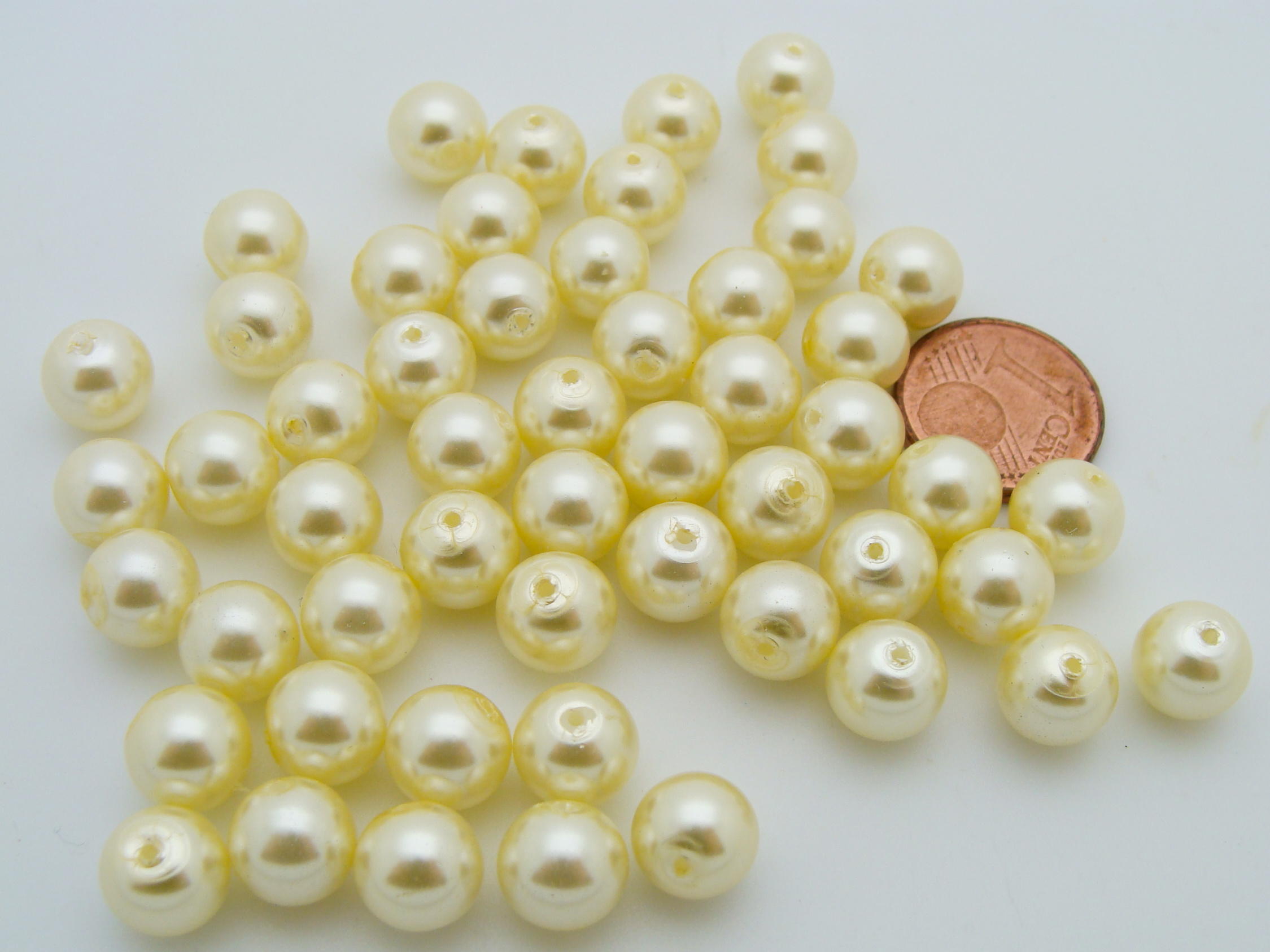perle jaune pale verre 8mm PV-R8-nacre