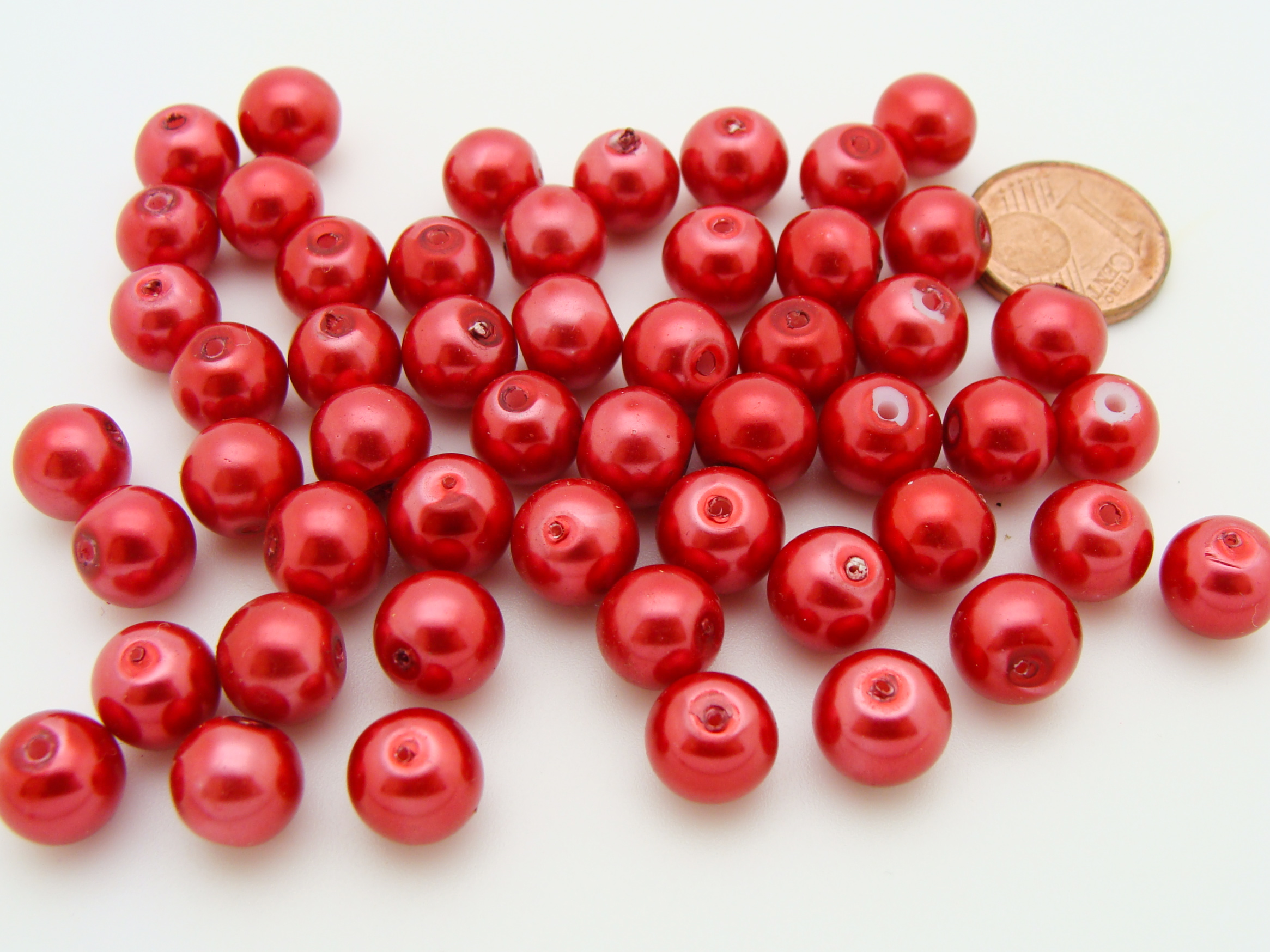 perle rouge verre 8mm PV-R8-nacre