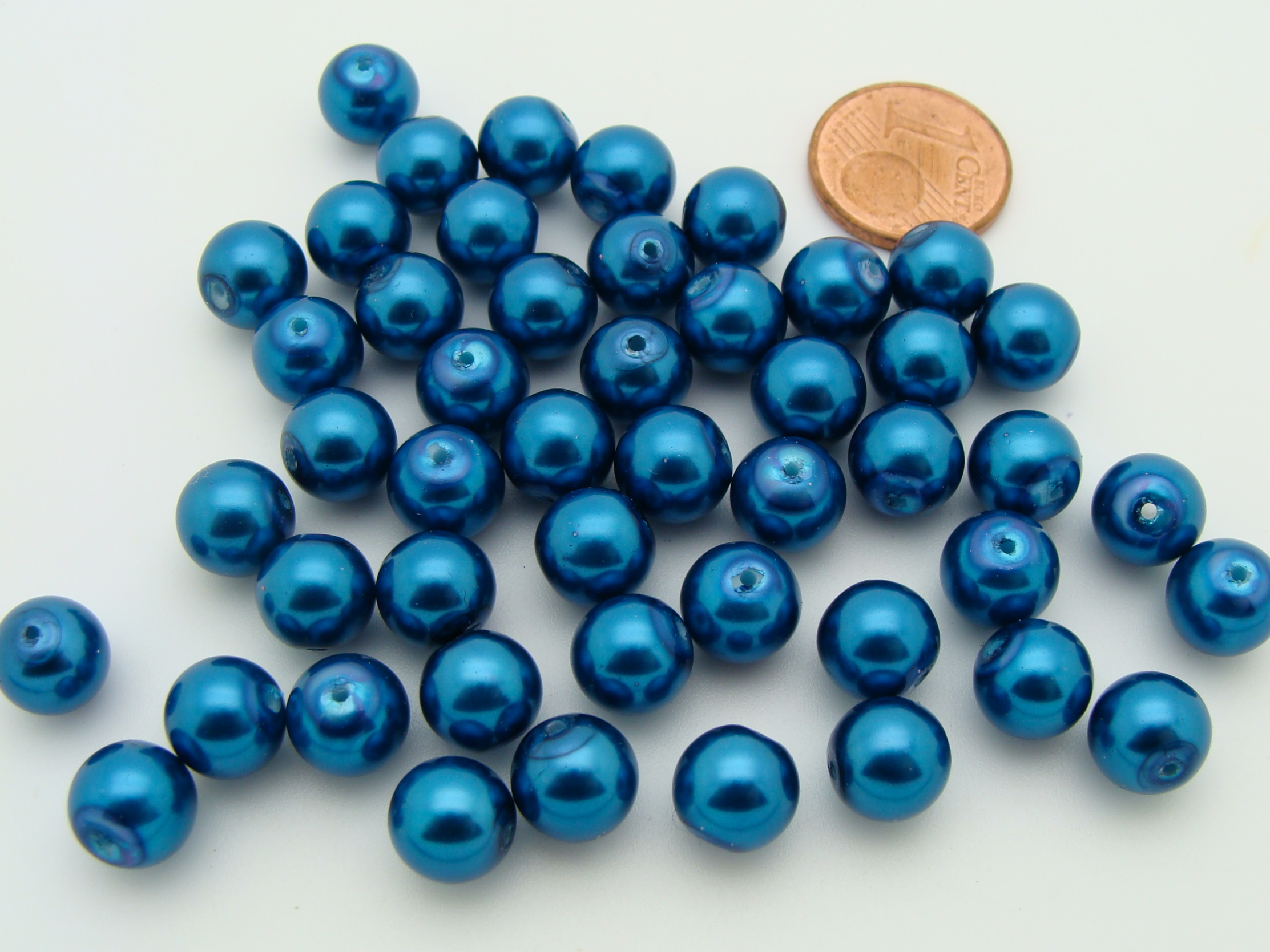 perle bleu electrique 8mm verre PV-R8-nacre