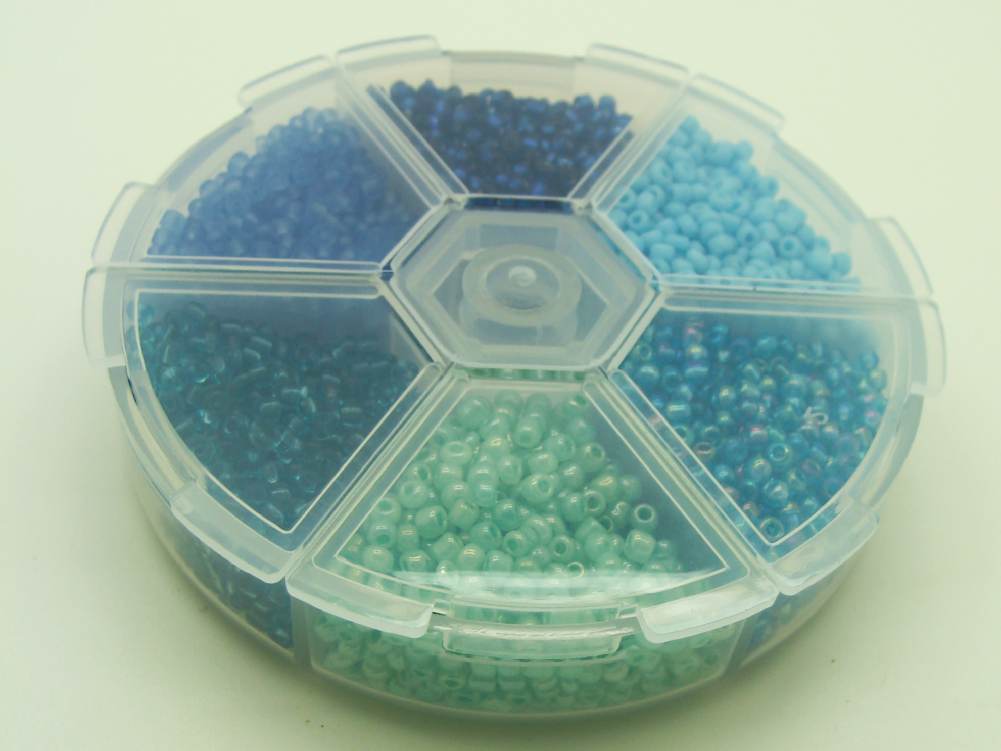 perle rocaille roue bleu verre