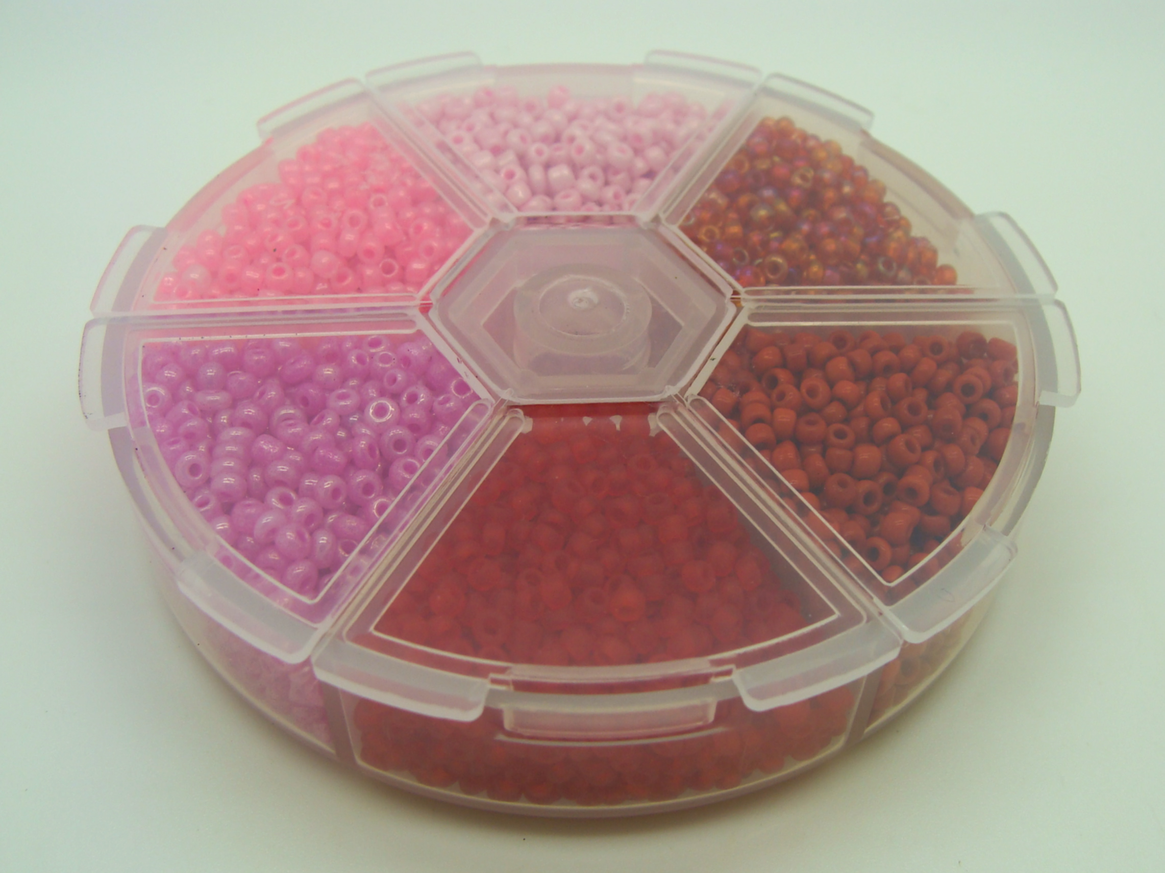 perle rocaille roue rose rouge 2mm