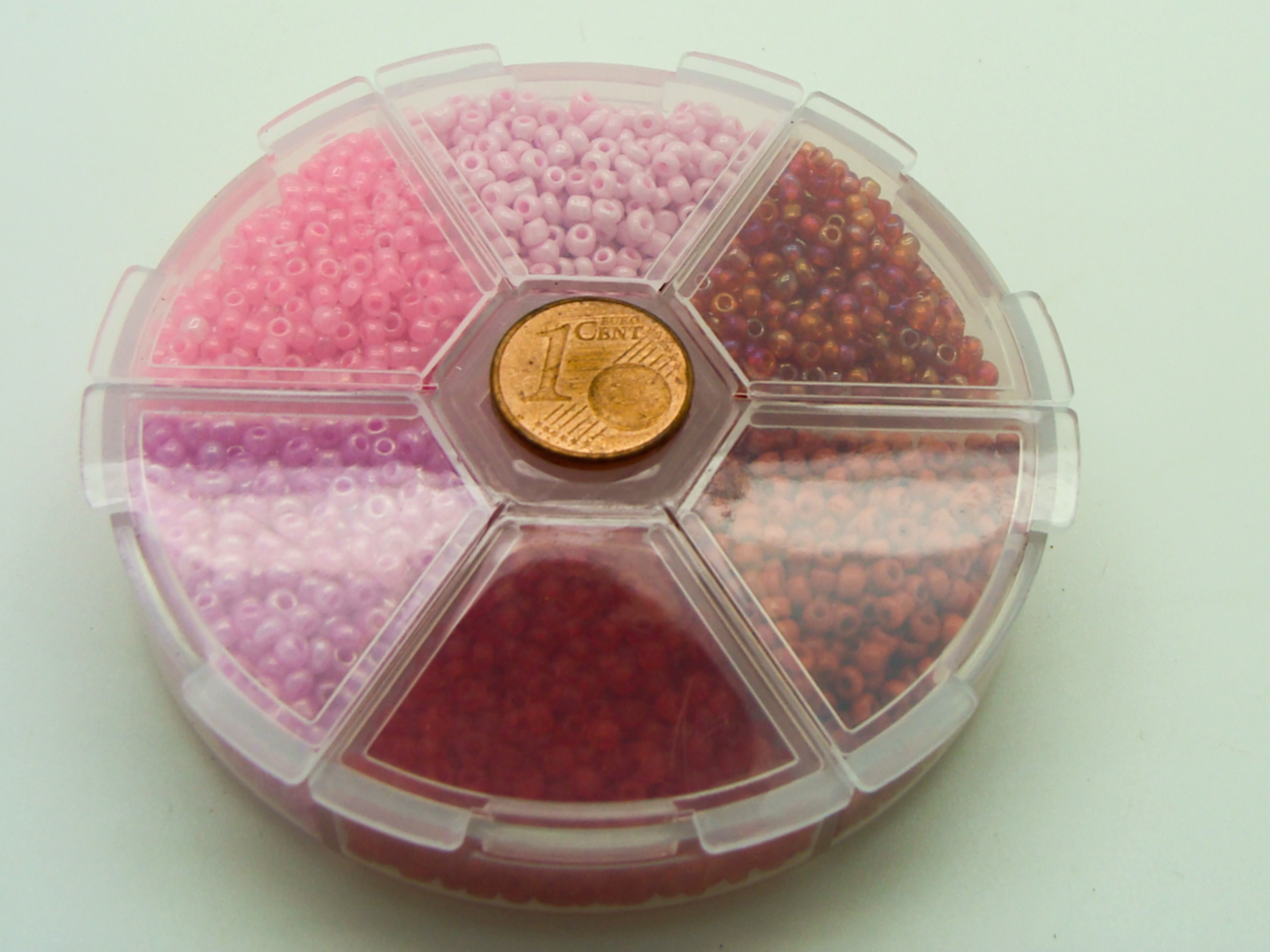 perle rocaille roue rose rouge