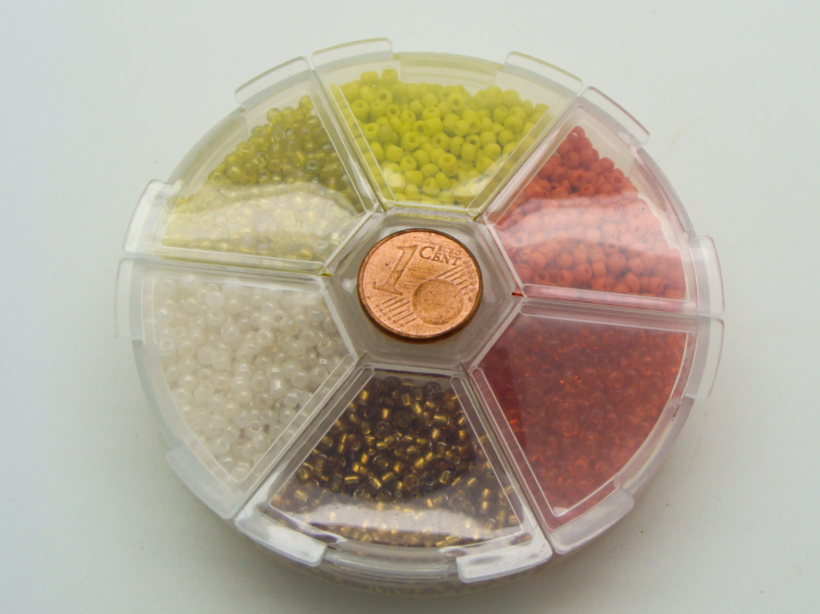 perle rocaille roue jaune  rouge 6 teintes
