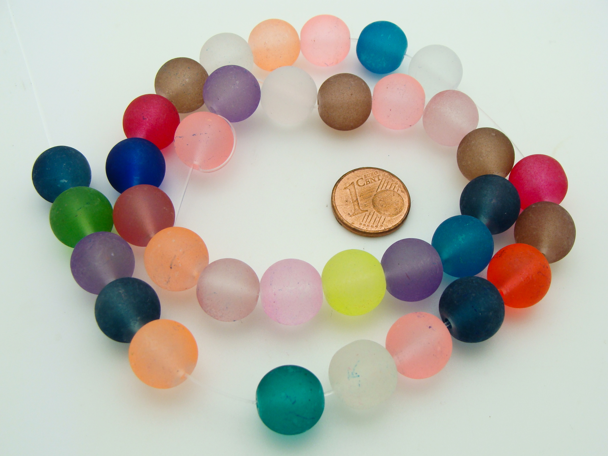 fil perle givre ronde 12mm mix couleurs