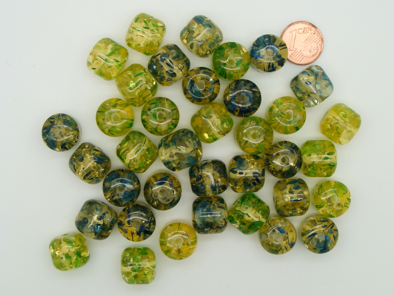 RES-lot-17 perle acrylique vert mix