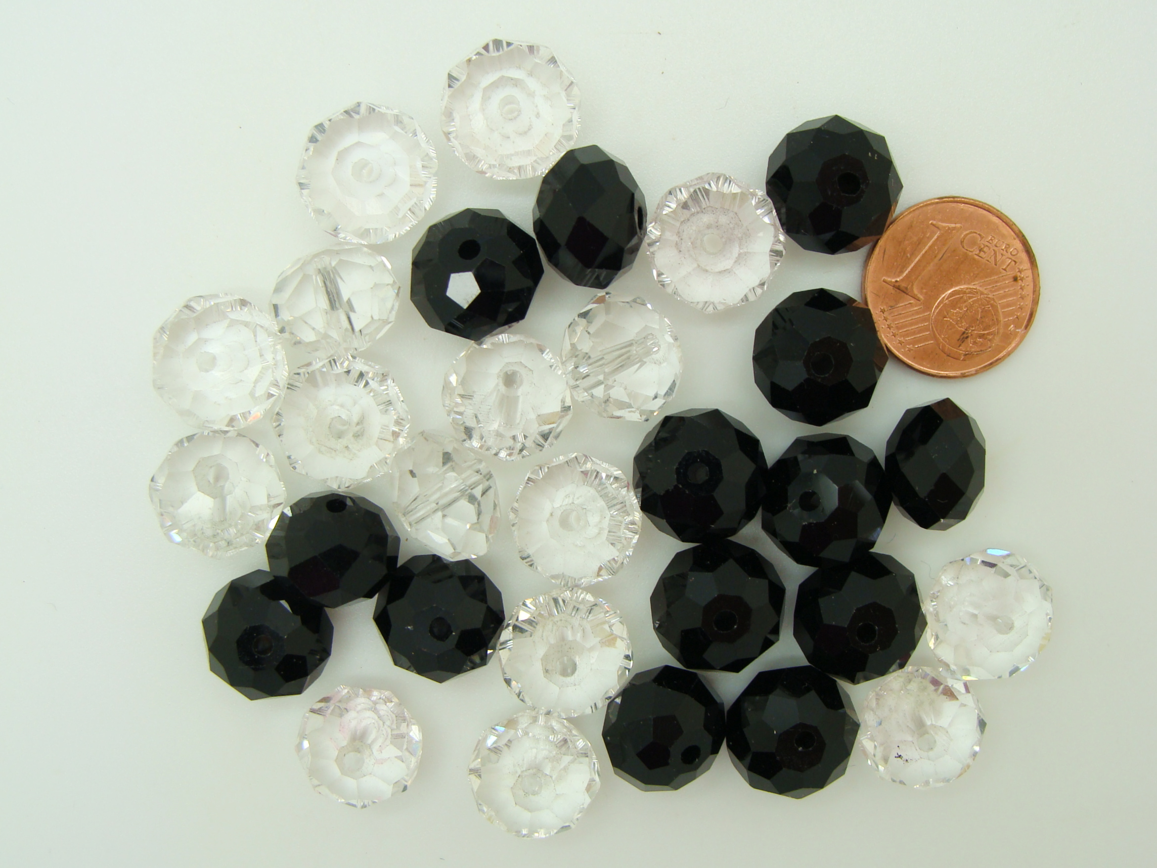 RES-lot-20 perle acrylique trans noir mix