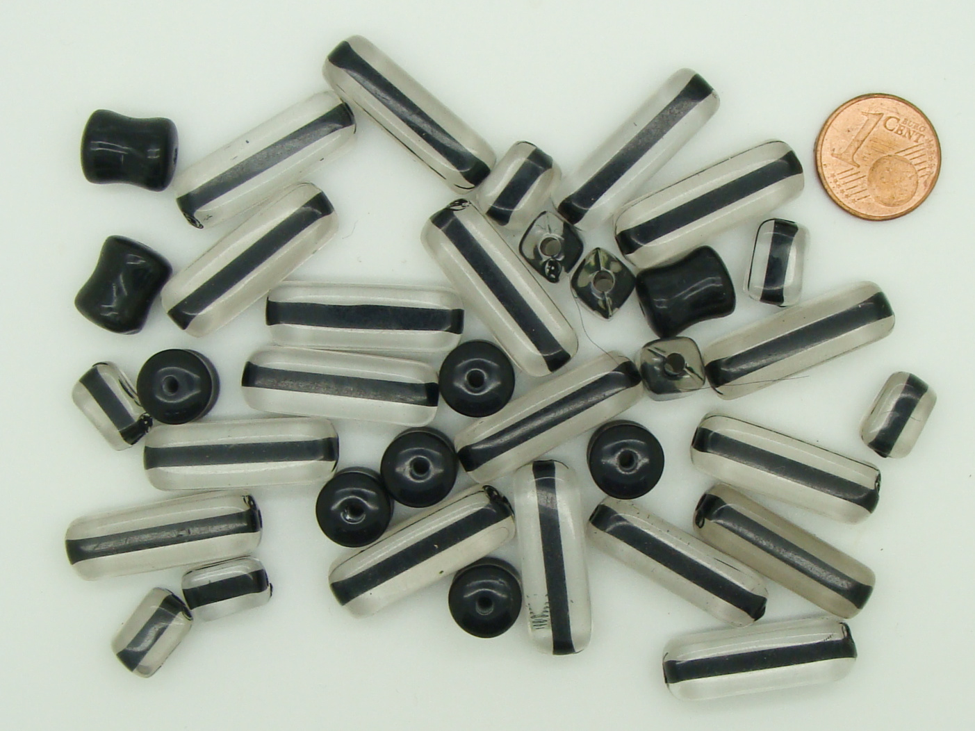 perle acrylique tube noir transparent RES-lot-24