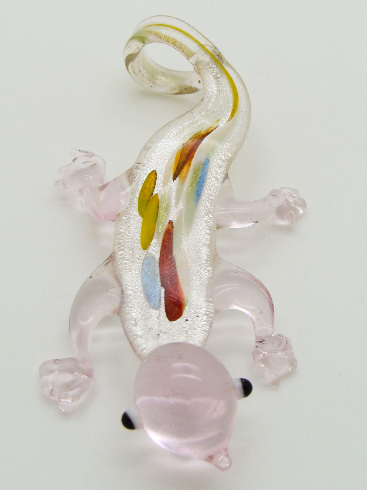 pendentif lezard rose verre lampwork Pend-389-4
