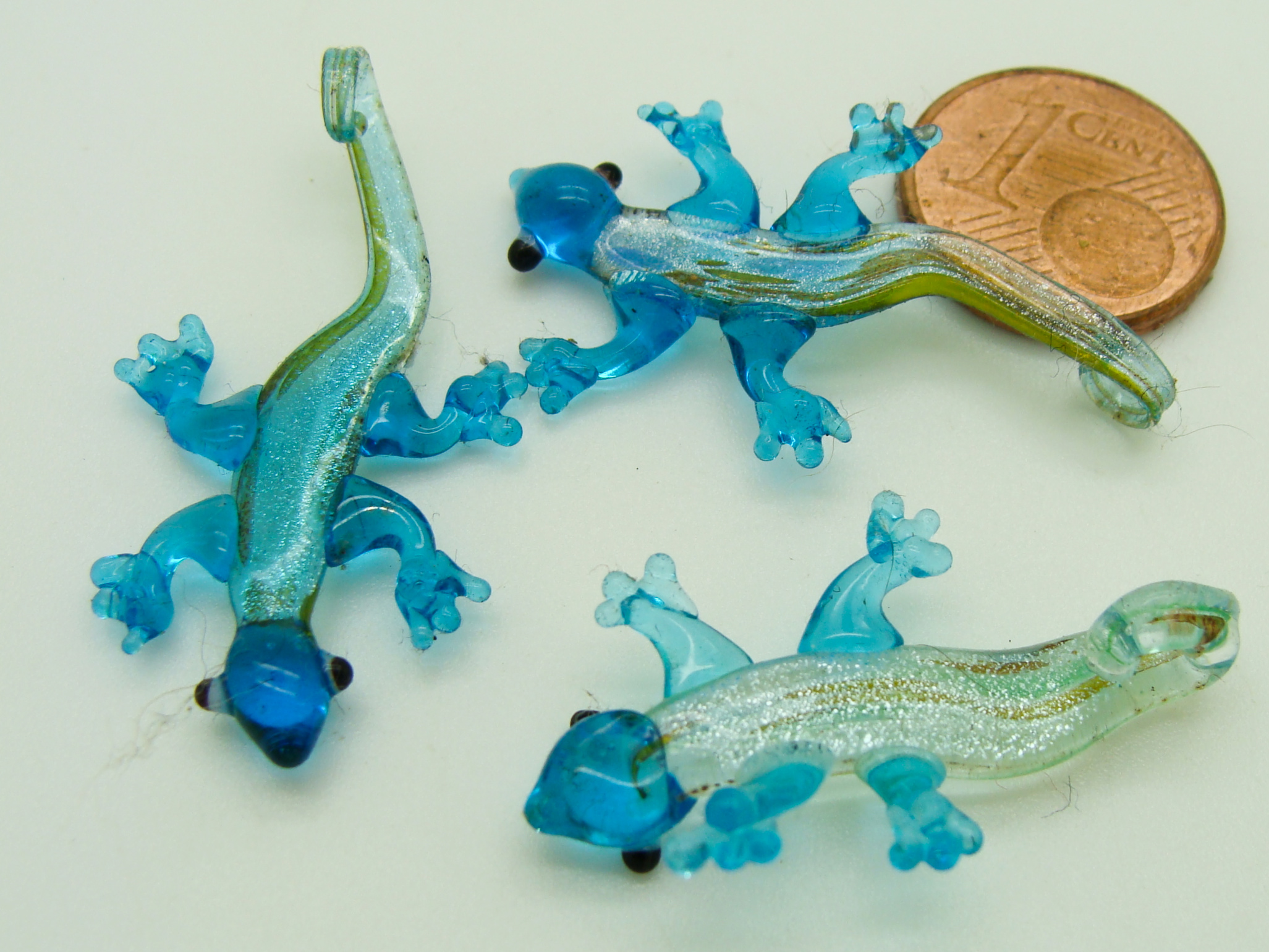 pendentif lezard mini bleu verre Pend-390-1