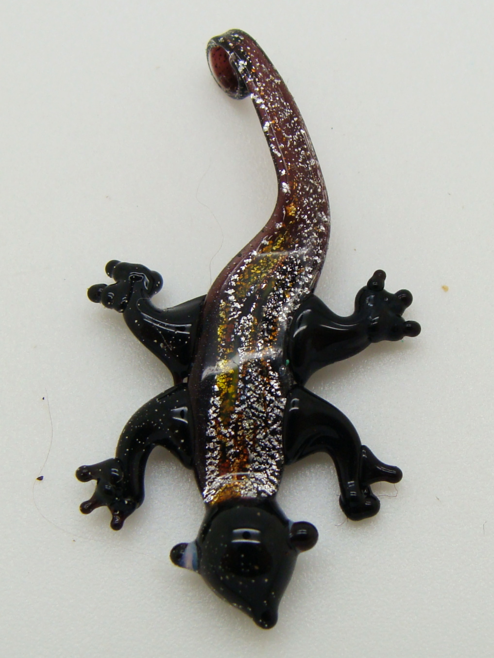 pendentif lezard mini noir verre lampwork Pend-390-4