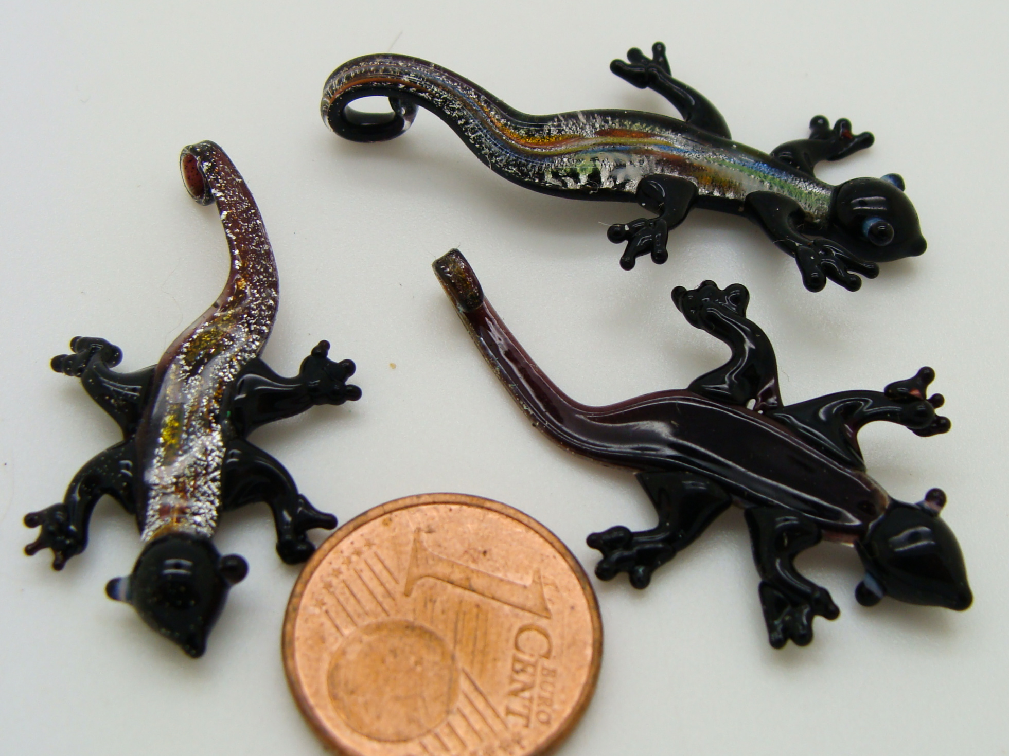pendentif lezard mini noir verre Pend-390-4
