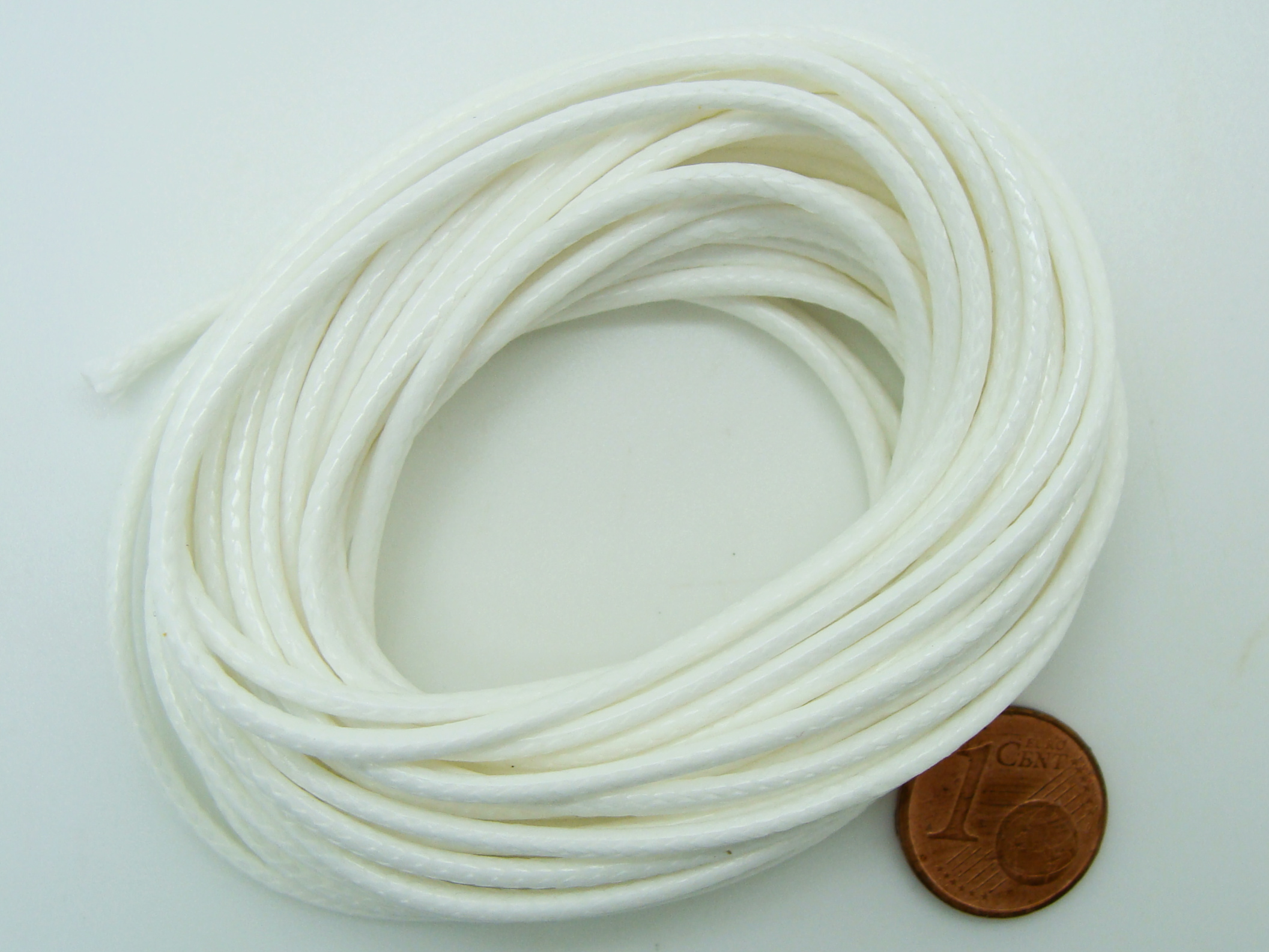 fil polyester 2mm blanc cordon