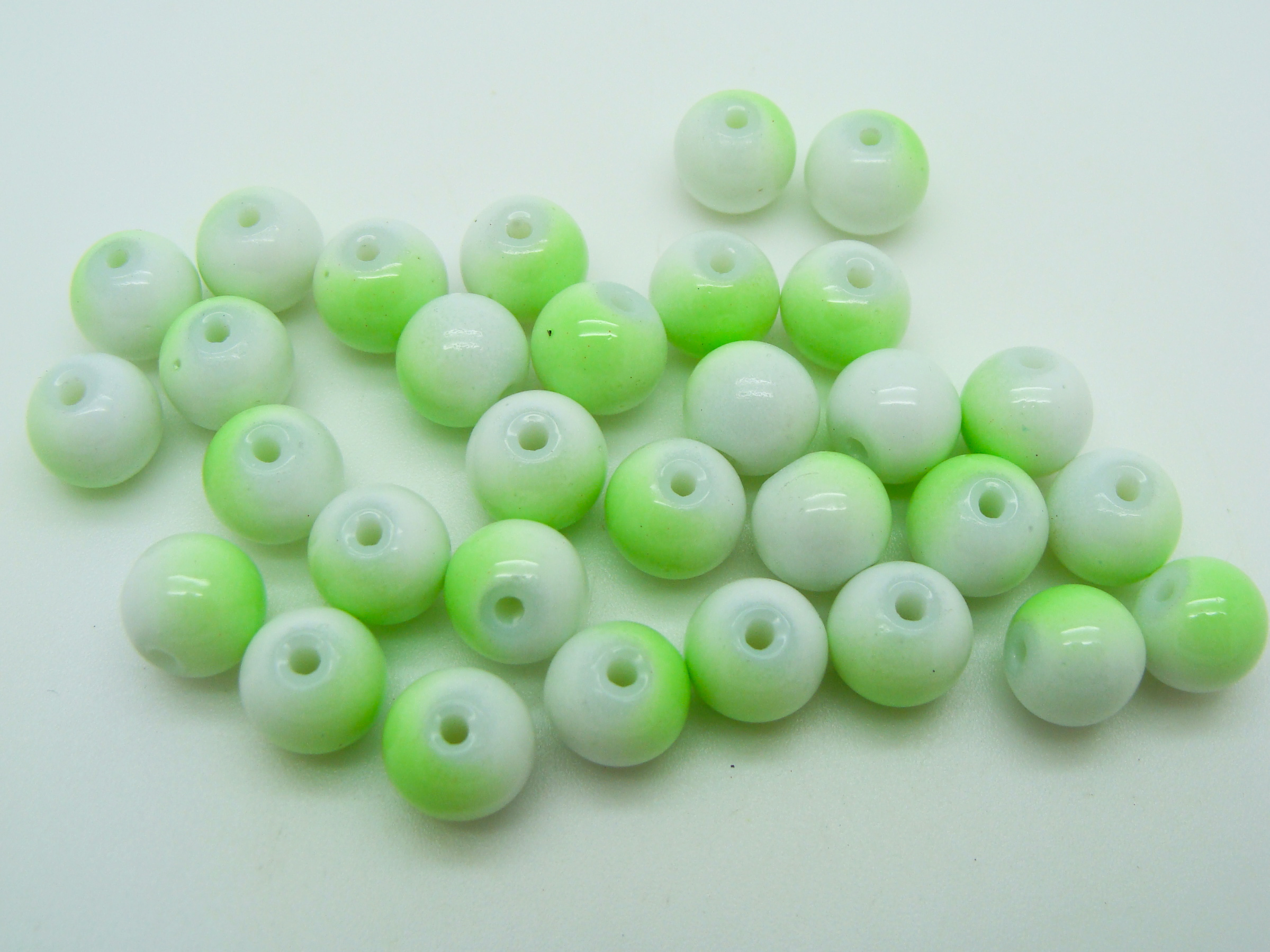 perle verre peint 8mm vert PV-peint-20