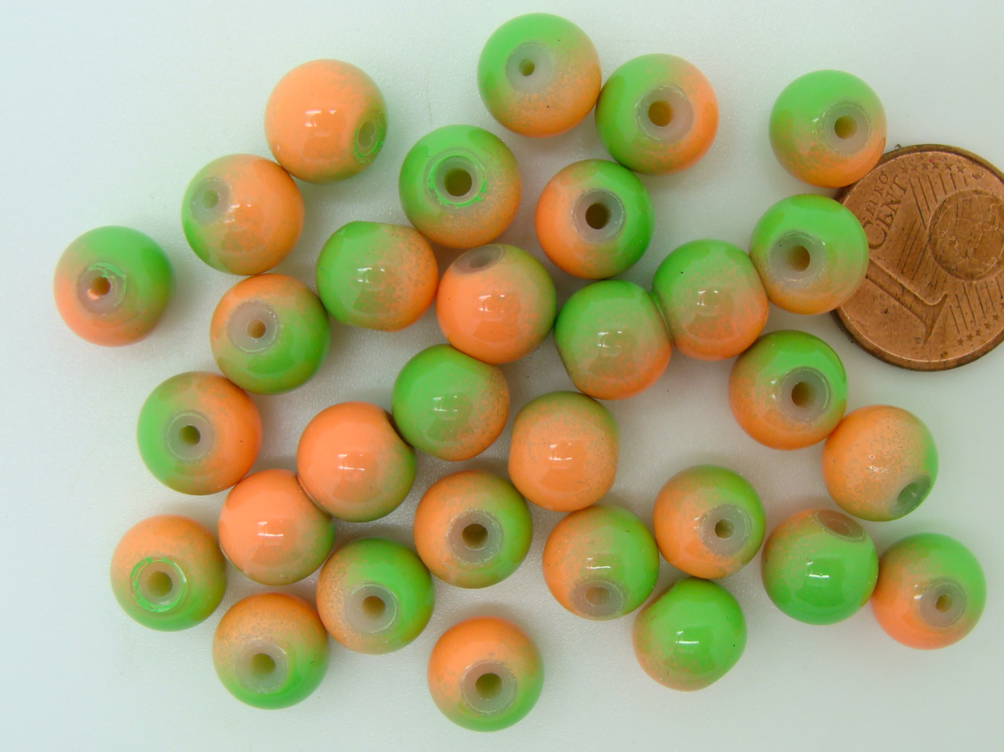 PV-peint-18 perle 8mm vert orange