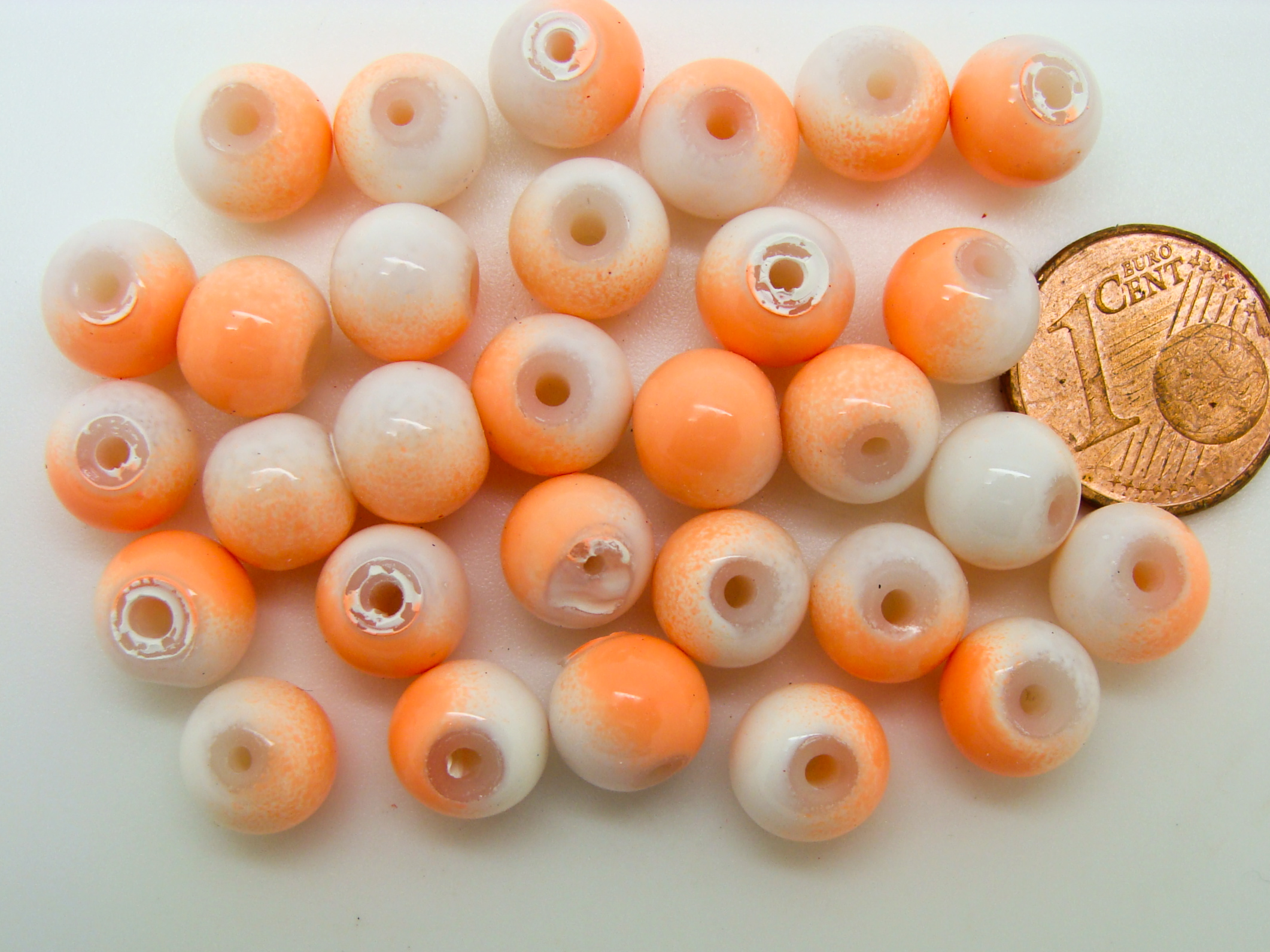 perle 8mm blanc orange verre PV-peint-32