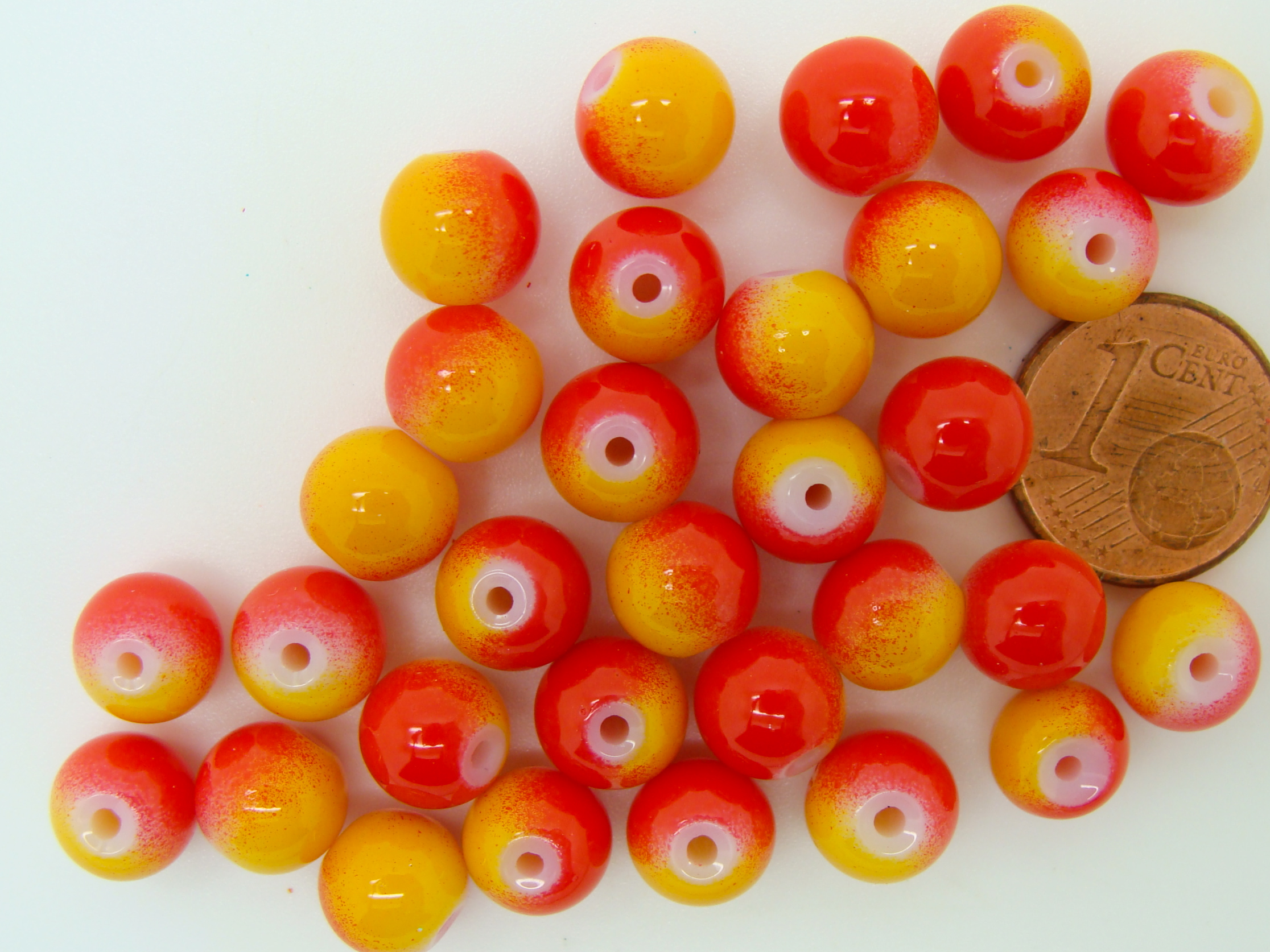 perle 8mm rouge orange verre PV-peint-36