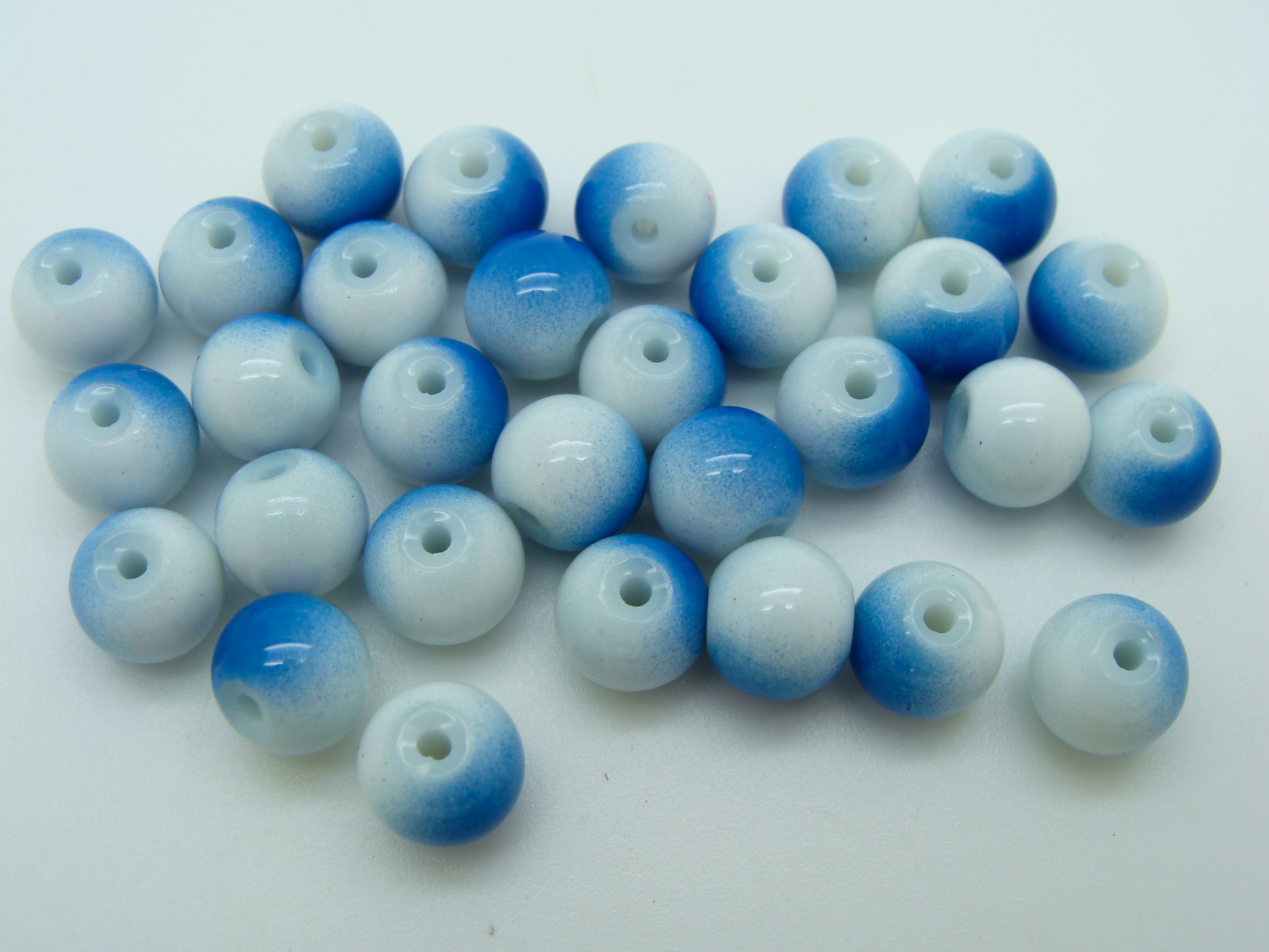 perle verre 8mm blanc bleu PV-peint-38