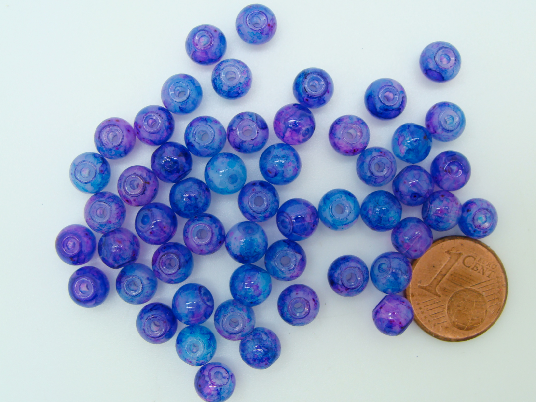 perle 6mm bleu rose verre PV-peint-08