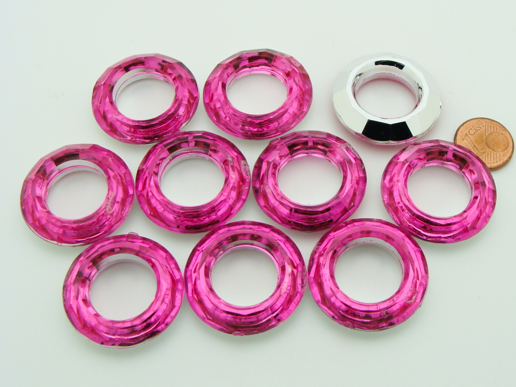 perle acrylique anneau rose violet RES-113