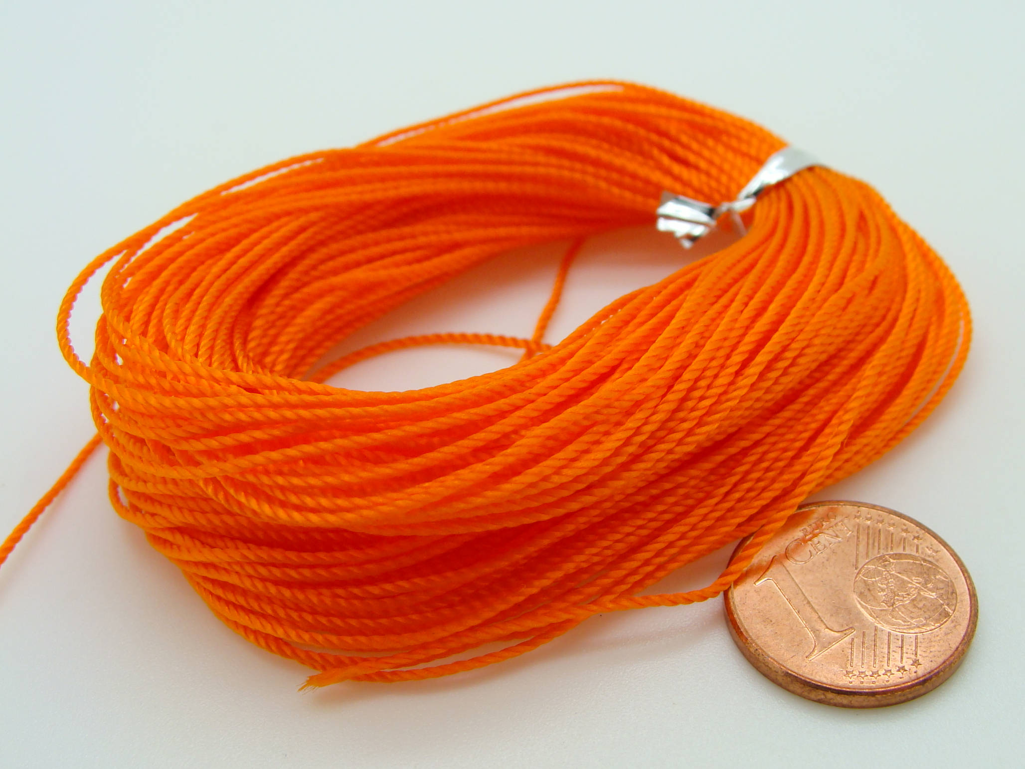 fil polyester 08 tresse 20m orange cordon