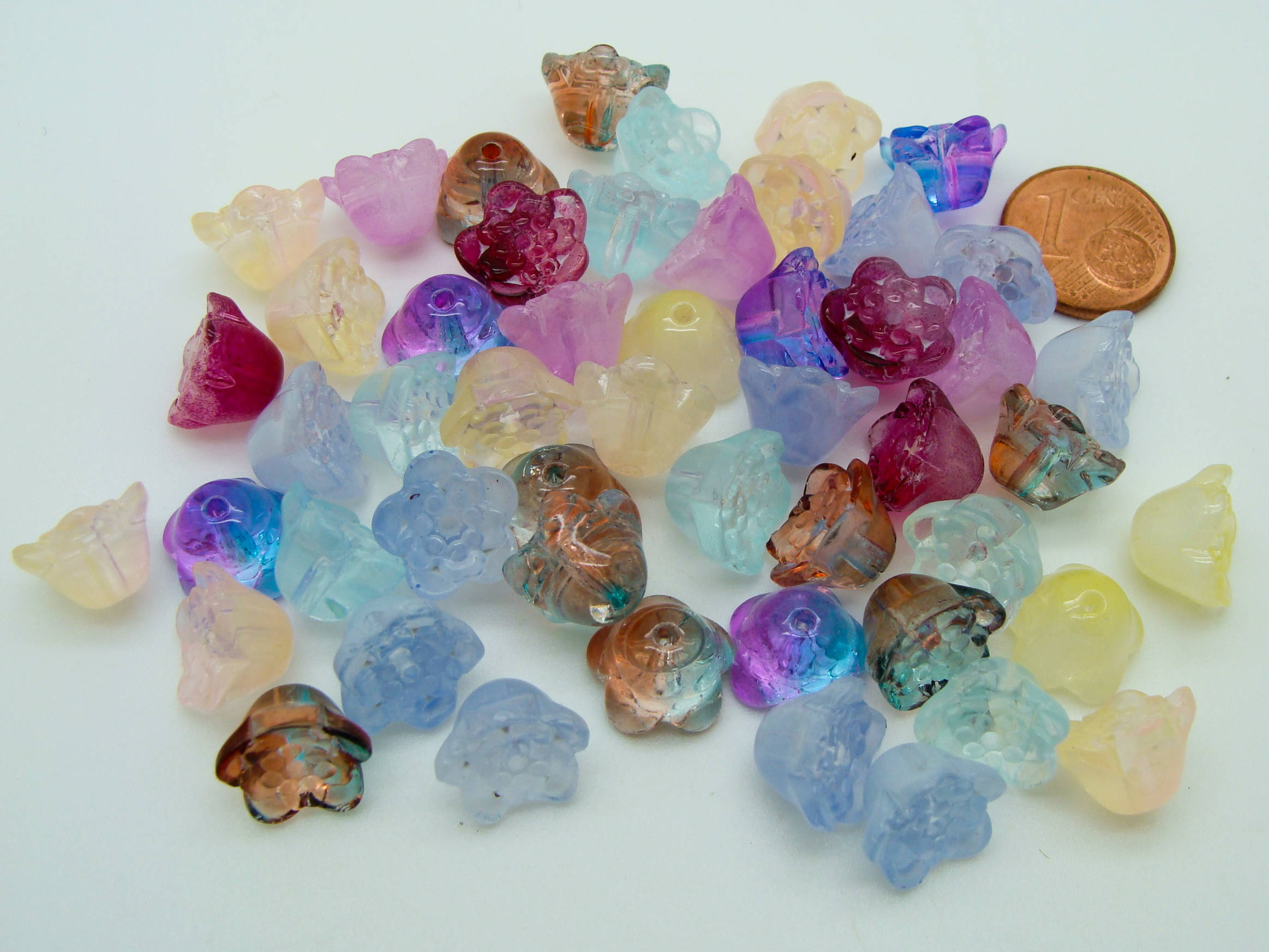 perle verre fleur 11x7 multicolore