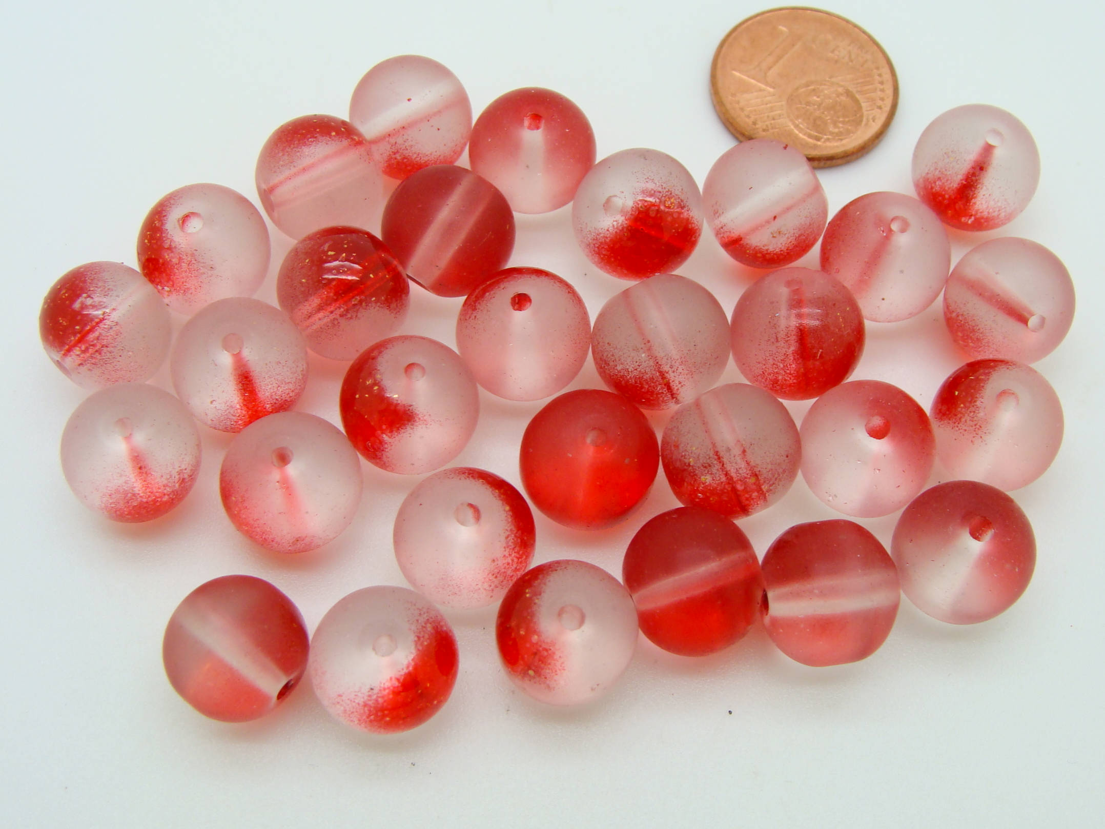 perle 10mm bicolore rouge givre