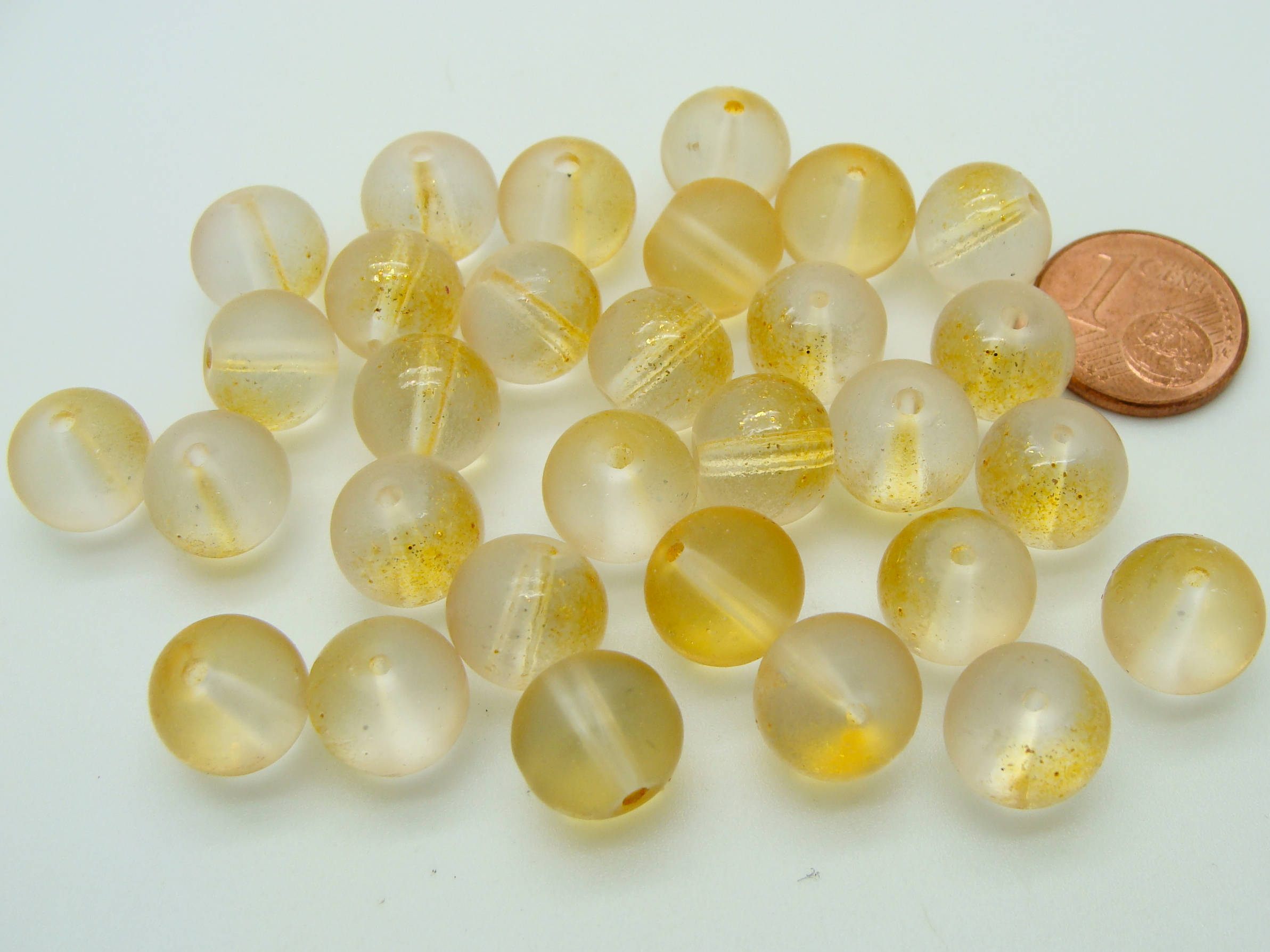 perle 10mm bicolore dore verre givre