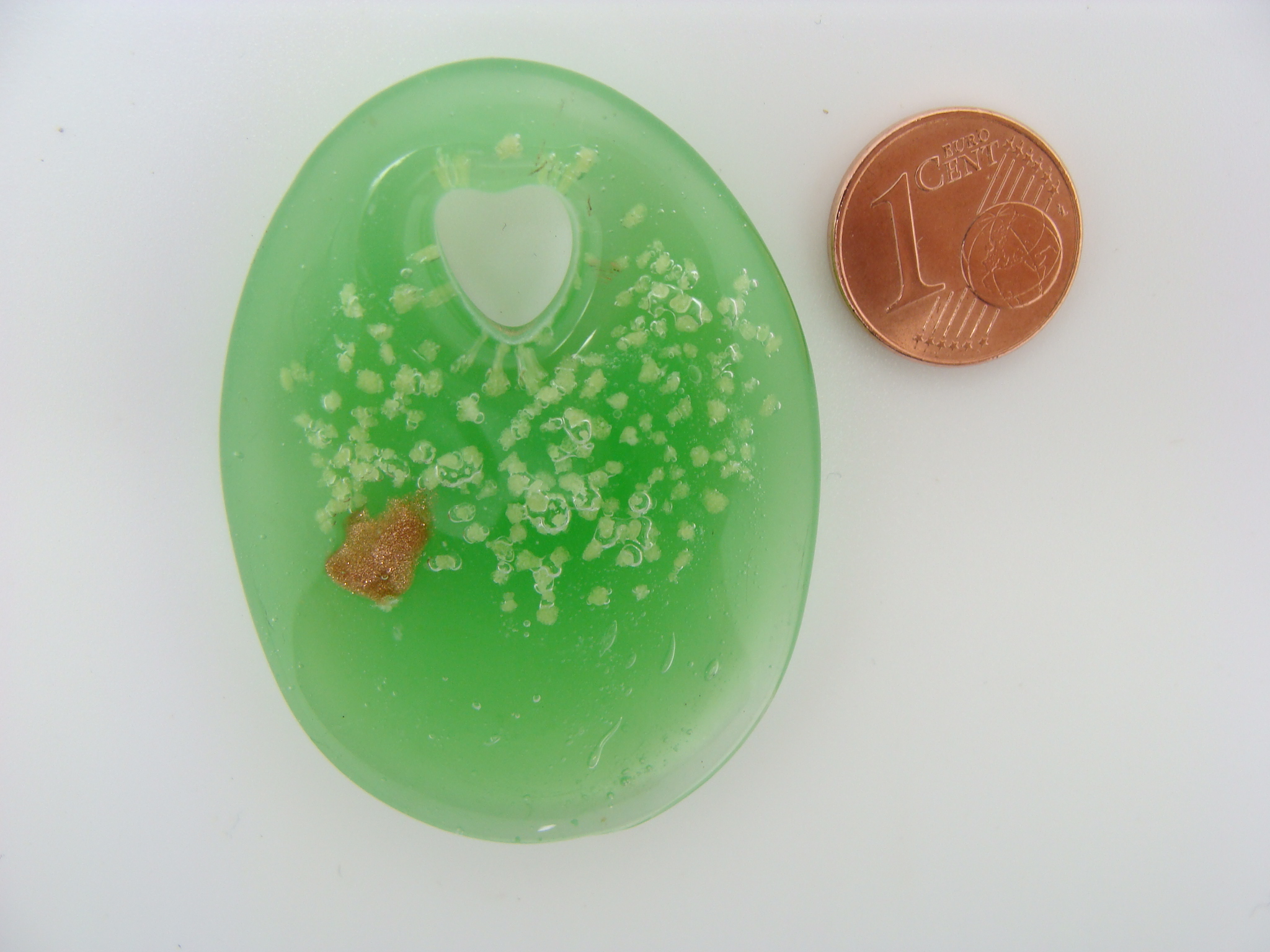 pendentif ovale vert clair verre Pend-28