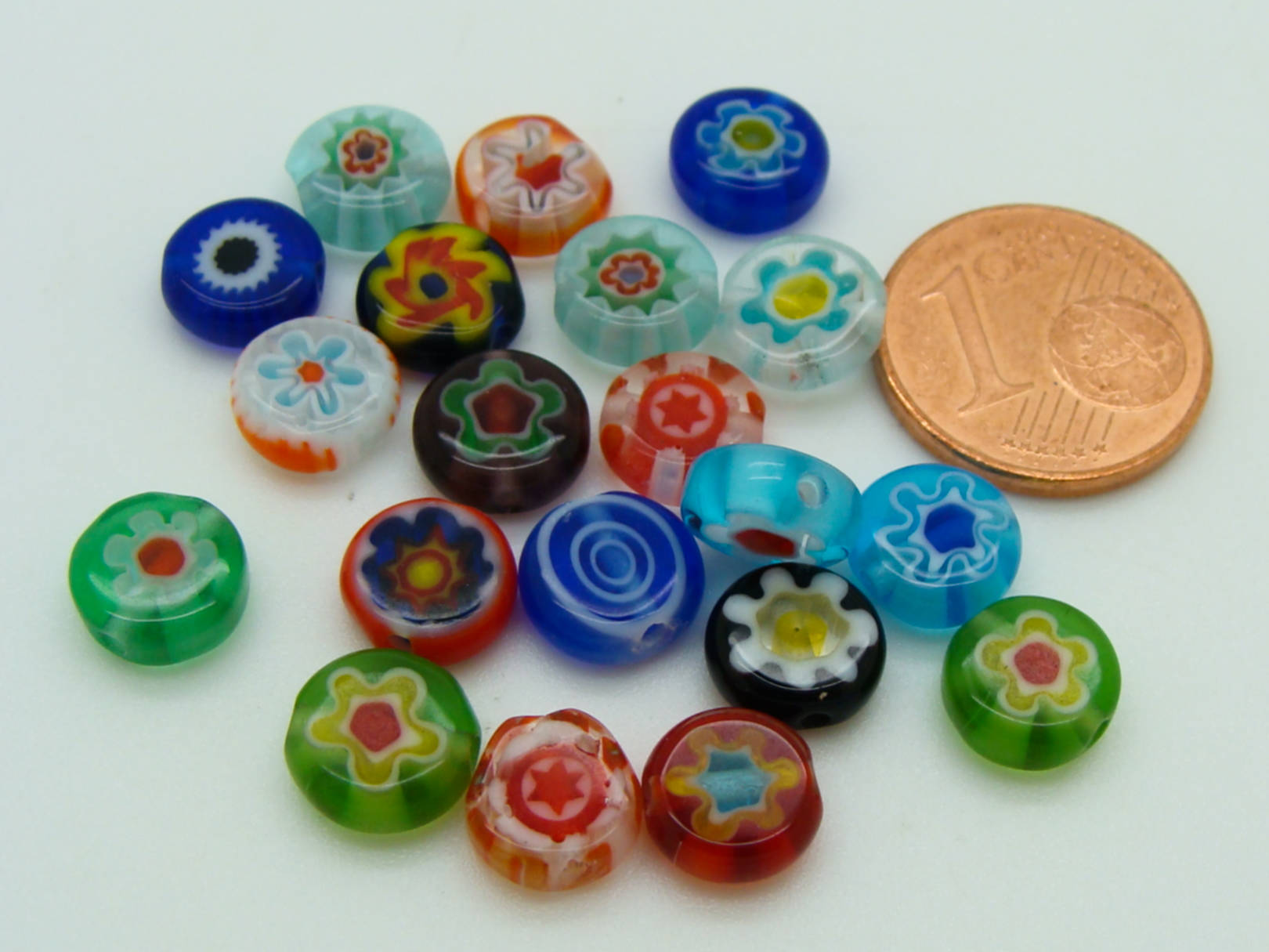 perle millefiori disque 8mm mix