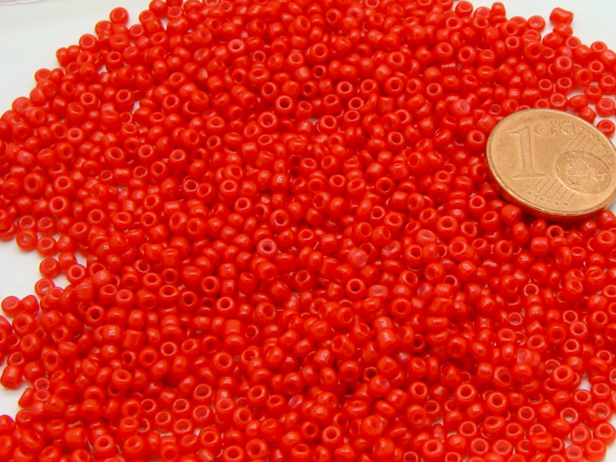 perle rocaille opaque 2mm rouge verre