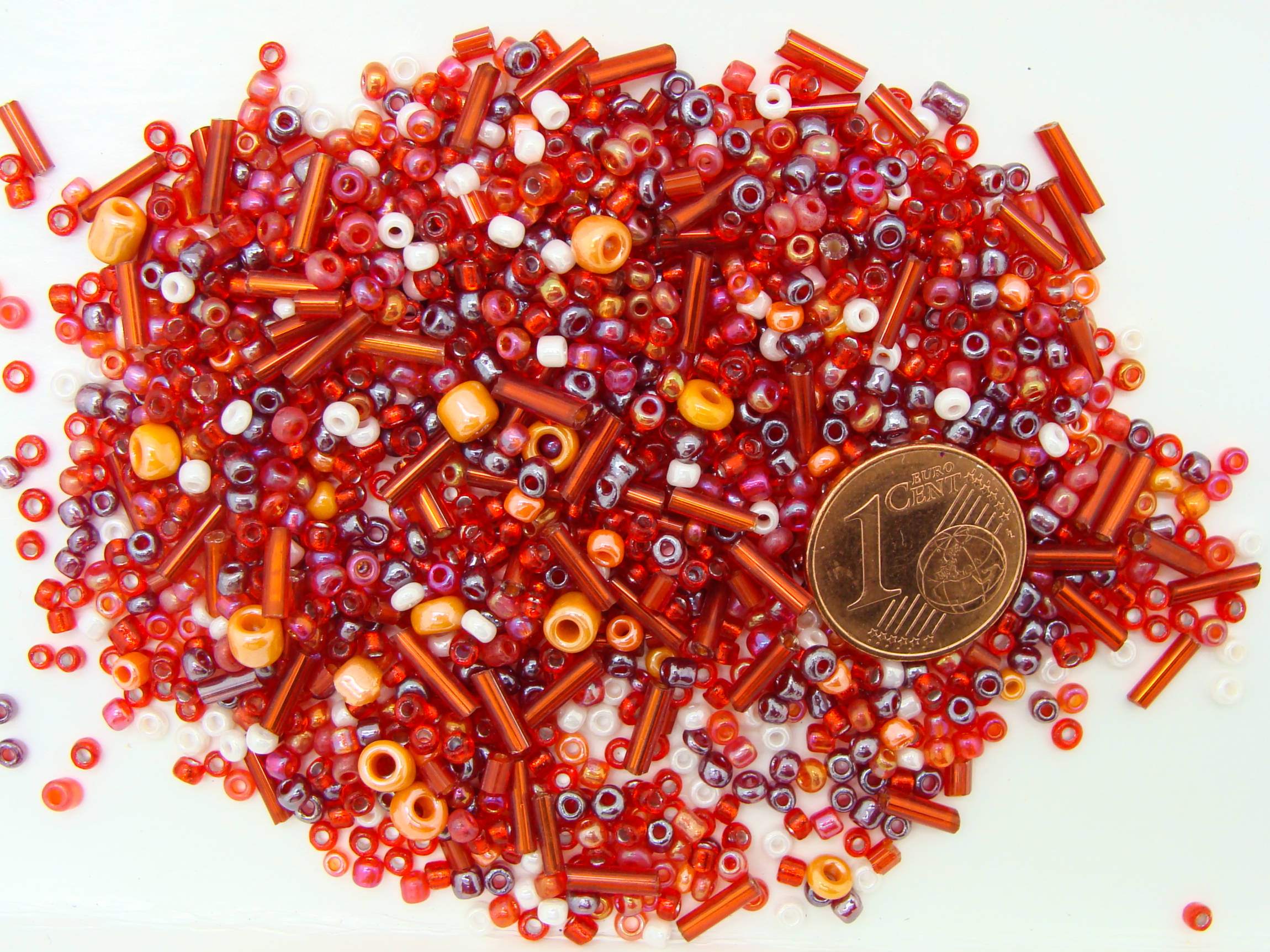 perle rocaille mix rouge