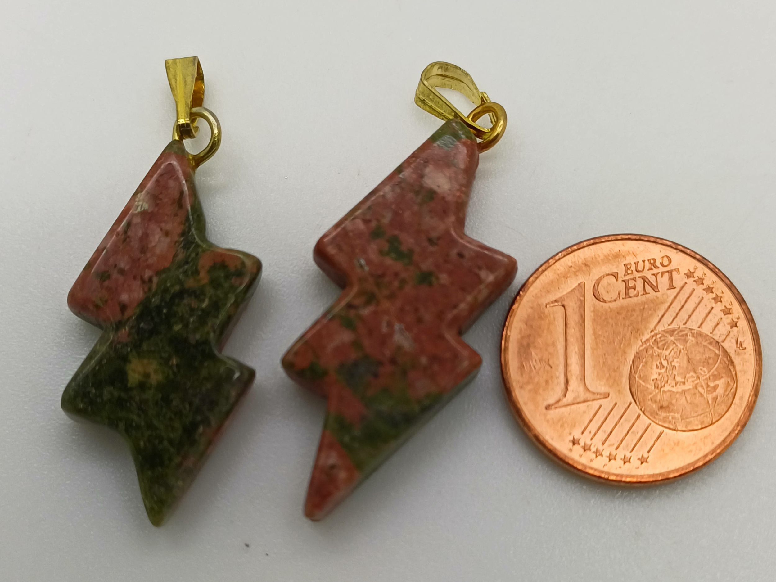 pendentif eclair pierre marron vert mod1