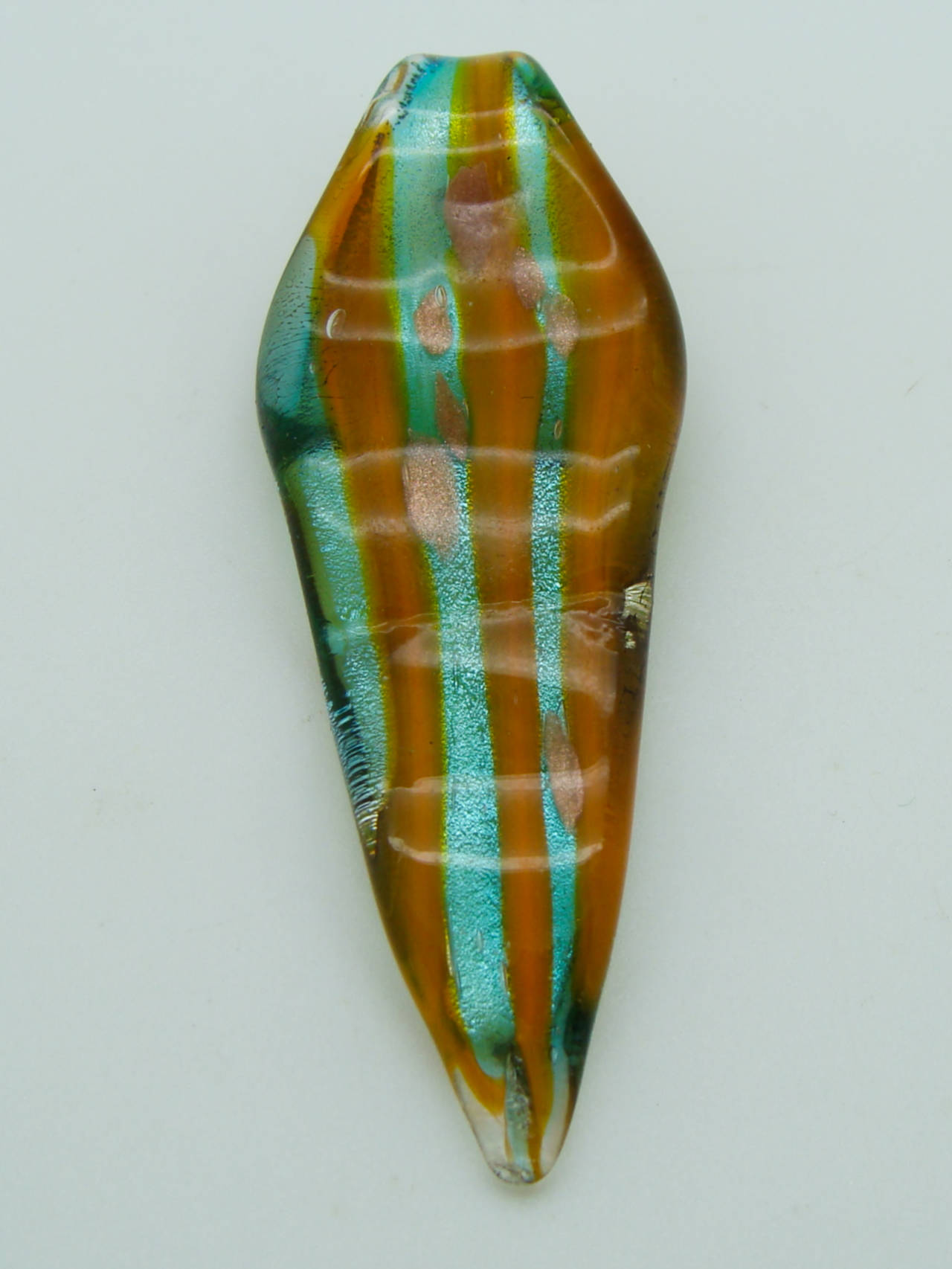 pendentif feuille marron vert lampwork Pend-391-1