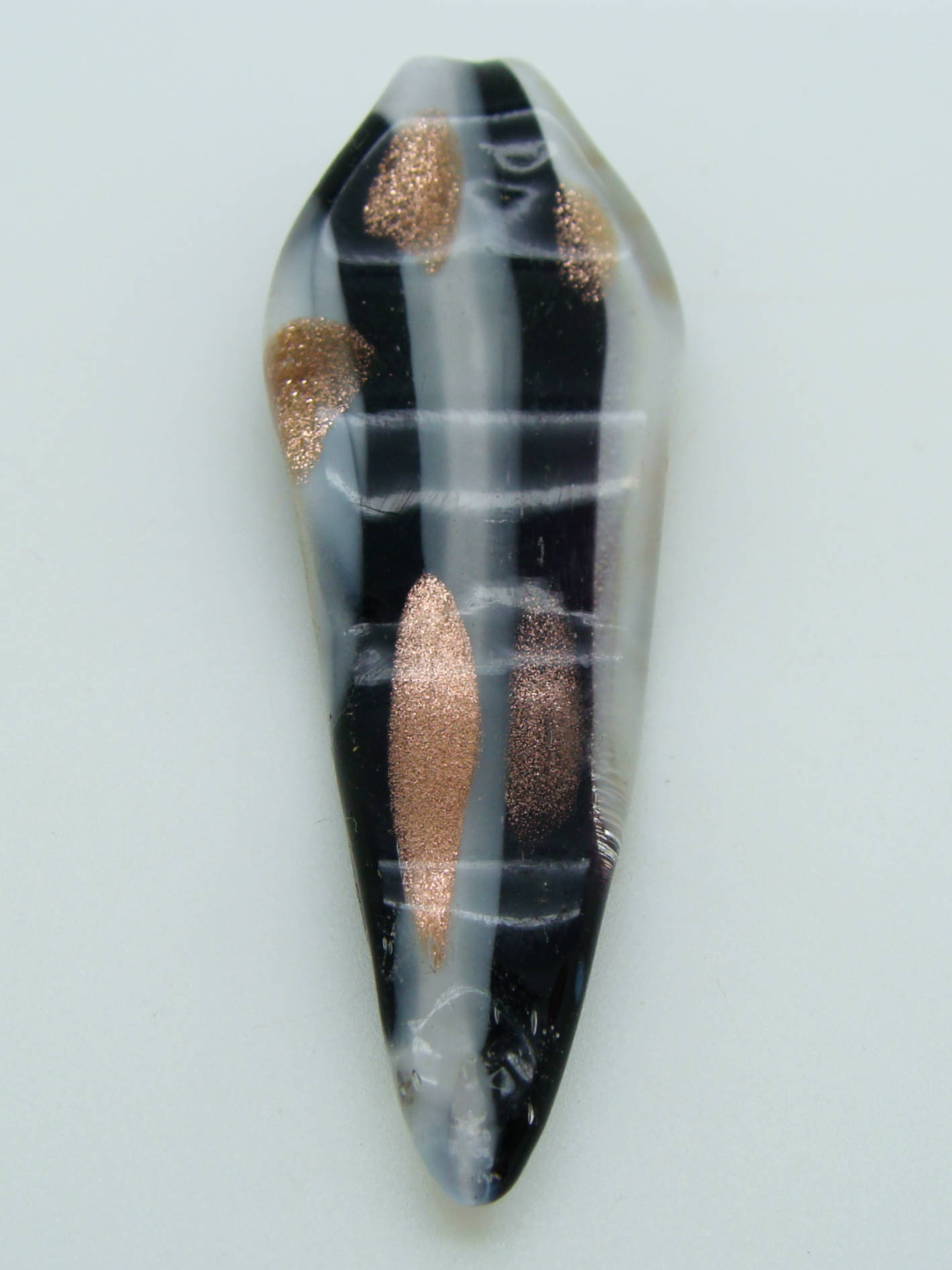pendentif feuille violet blanc noir lampwork Pend-391-2