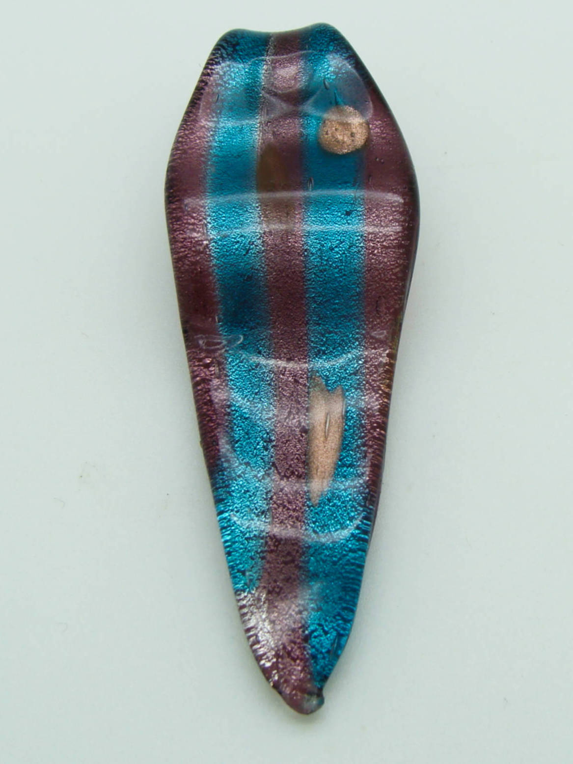 pendentif feuille violet bleu lampwork Pend-391-5