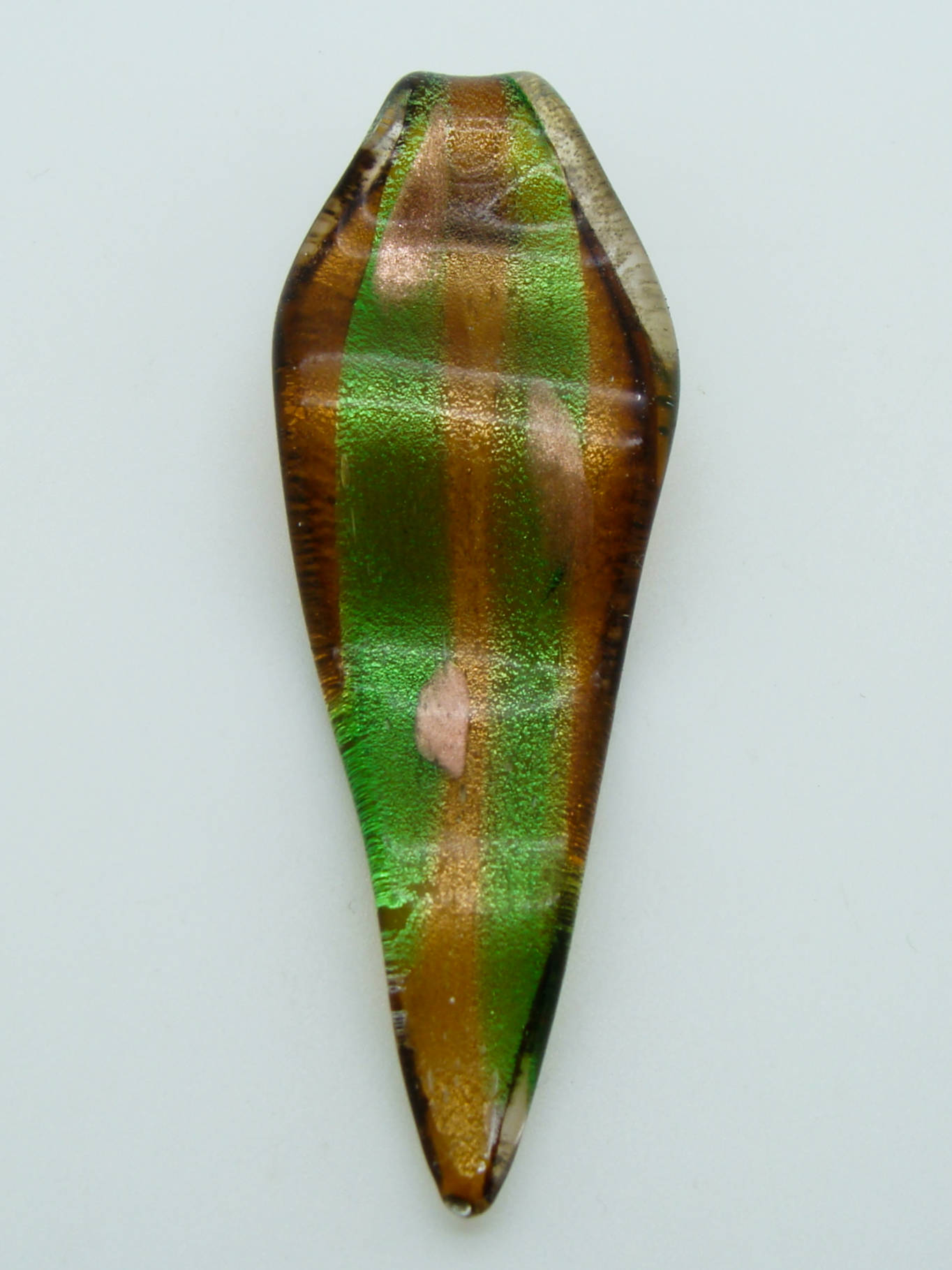 pendentif feuille marron vert lampwork Pend-391-7