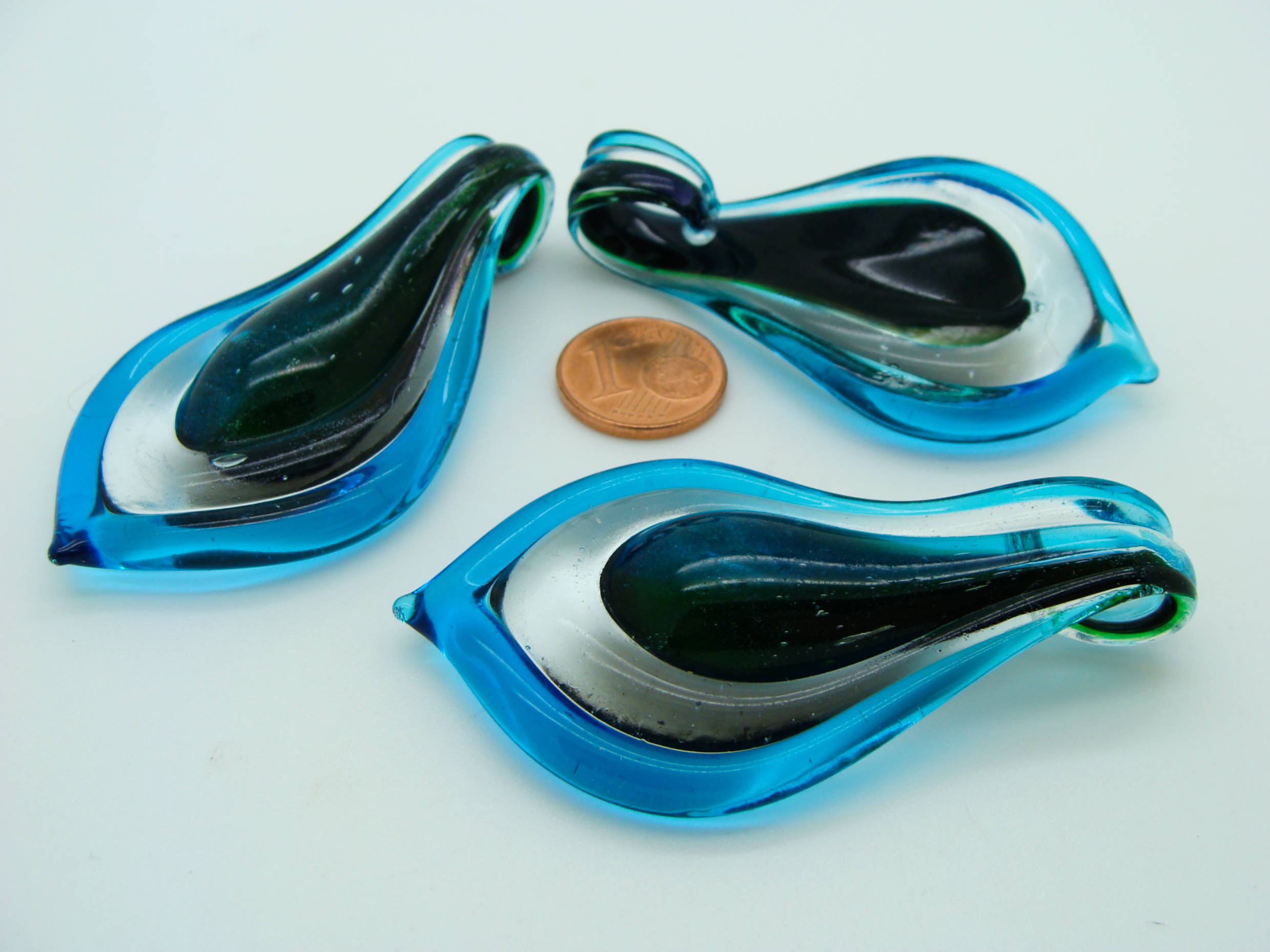 pendentif bleu vert verre Pend-392-1