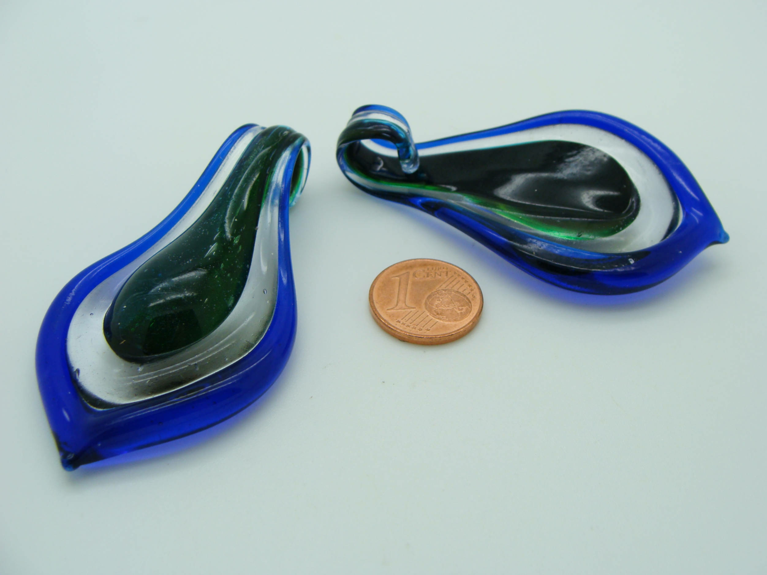 Pend-392-2 pendentif marine vert verre